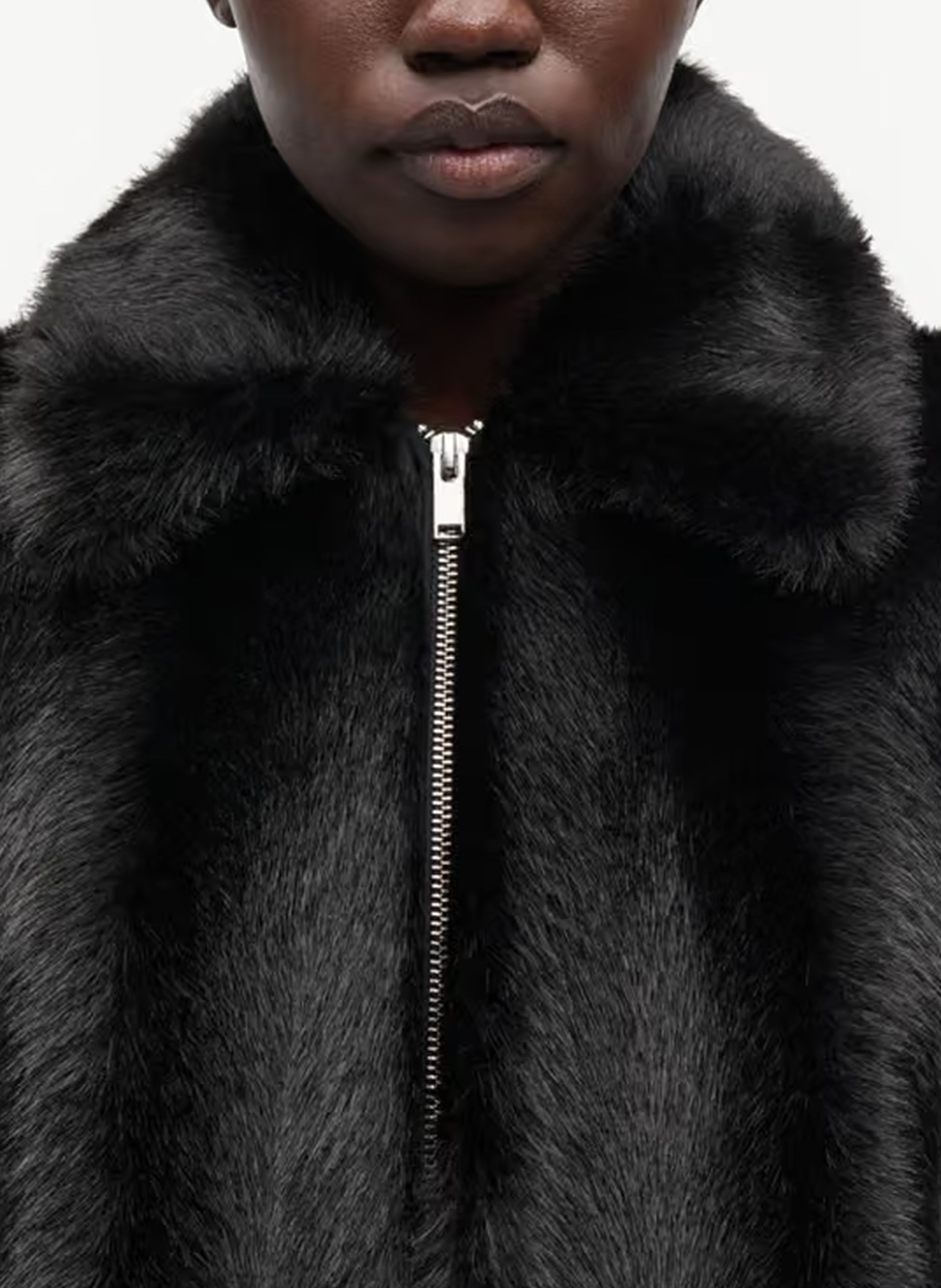 Veste droit col classique effet fourrure SAMSOE SAMSOE Noir