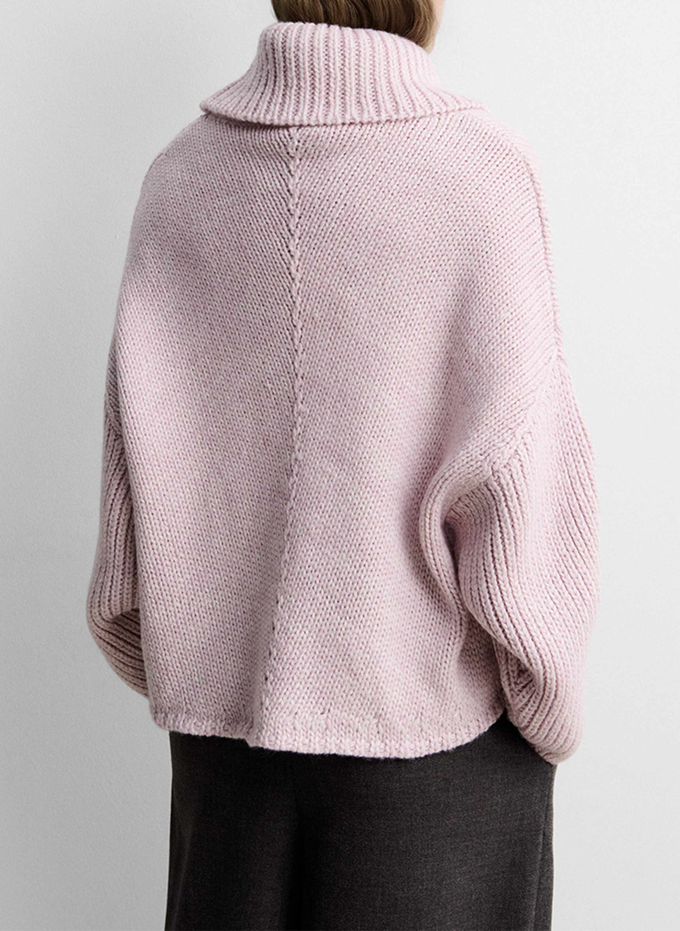 Pull col roulé ample uni SIMORRA Rose