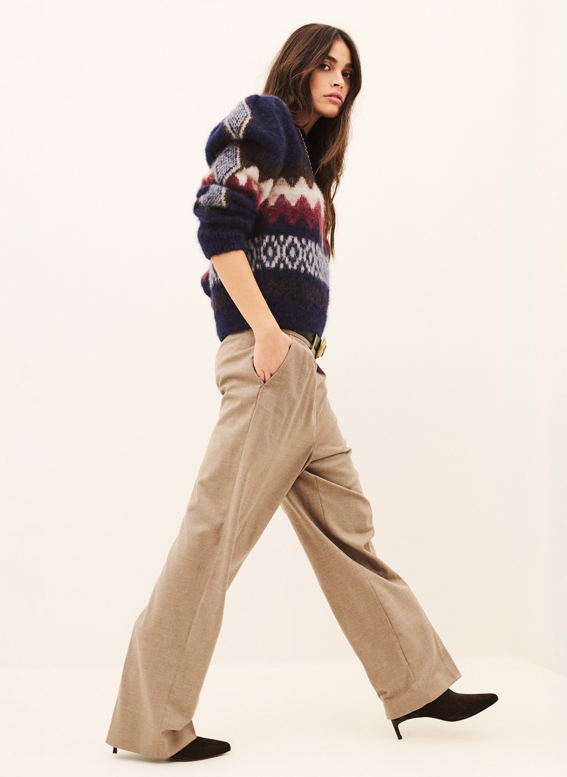 Einfarbige Bundfaltenhose BA&SH Beige