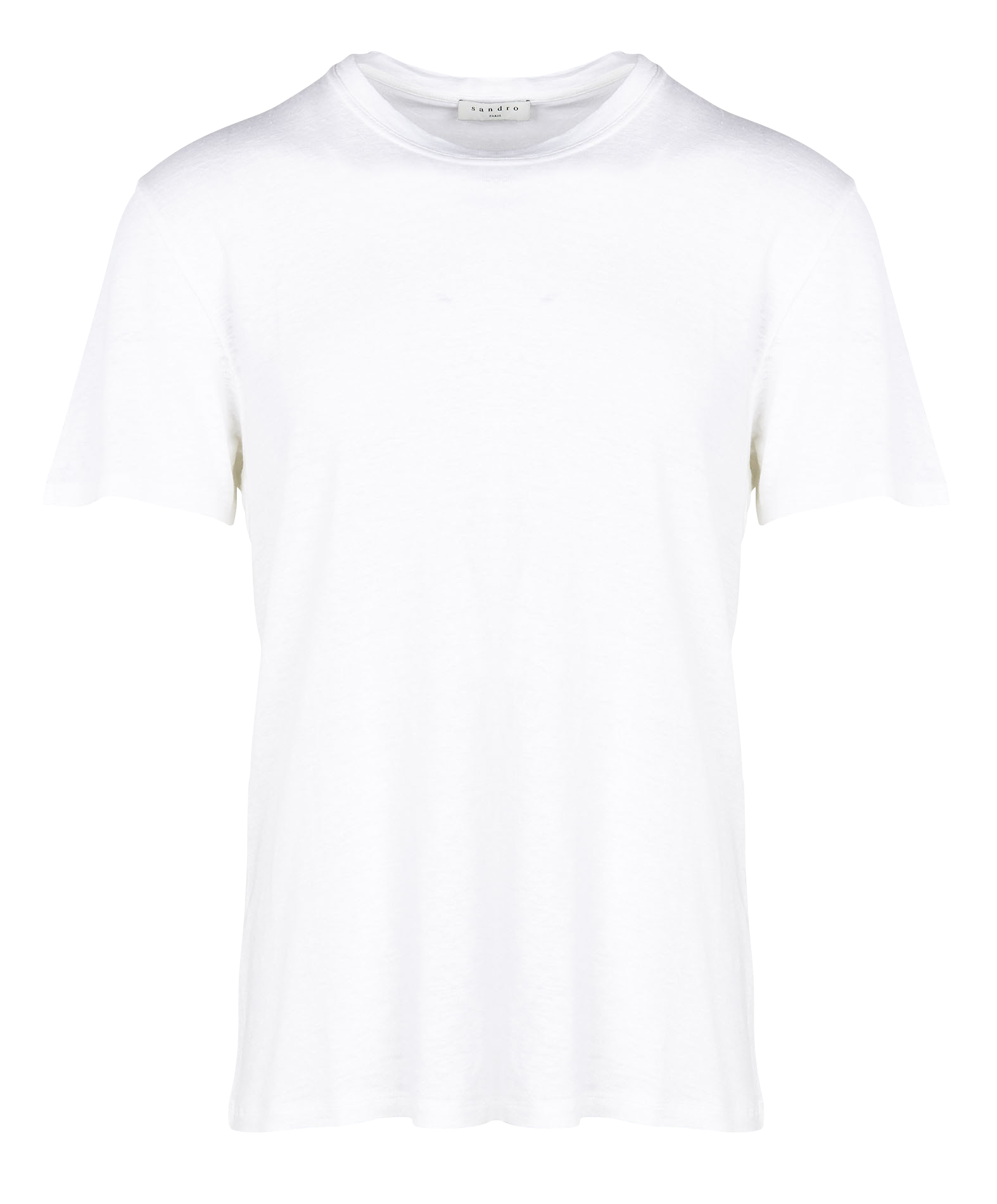 Tee-shirt col rond regular-fit en lin SANDRO Blanc