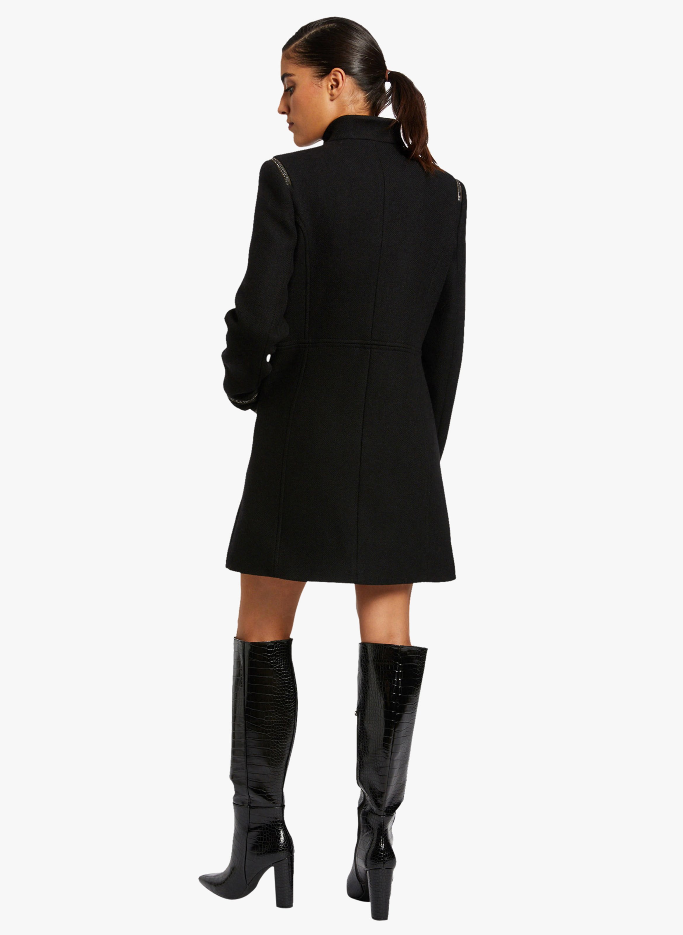 Straight-cut Coat With Jewel Details 