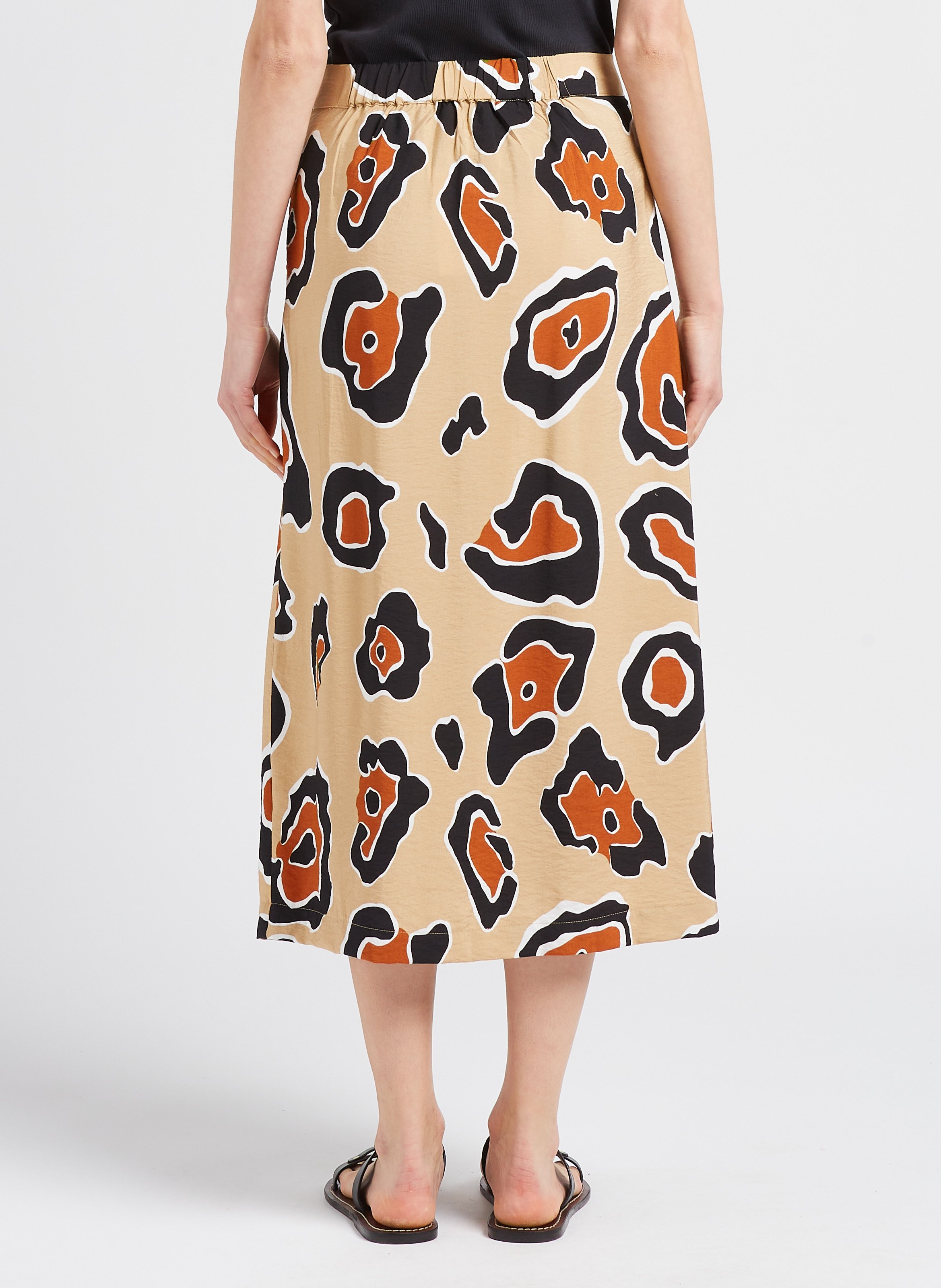 Halflange rok met dierenhuidprint OBJECT Bruin