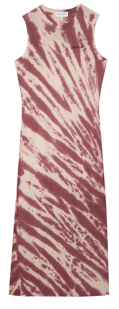 Robe longue droite col rond à imprimé  MAISON LABICHE Prune