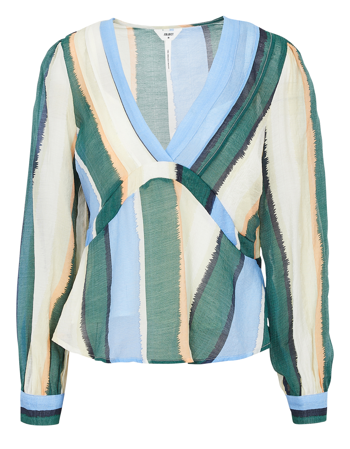 Top col V plongeant à rayures OBJECT Vert