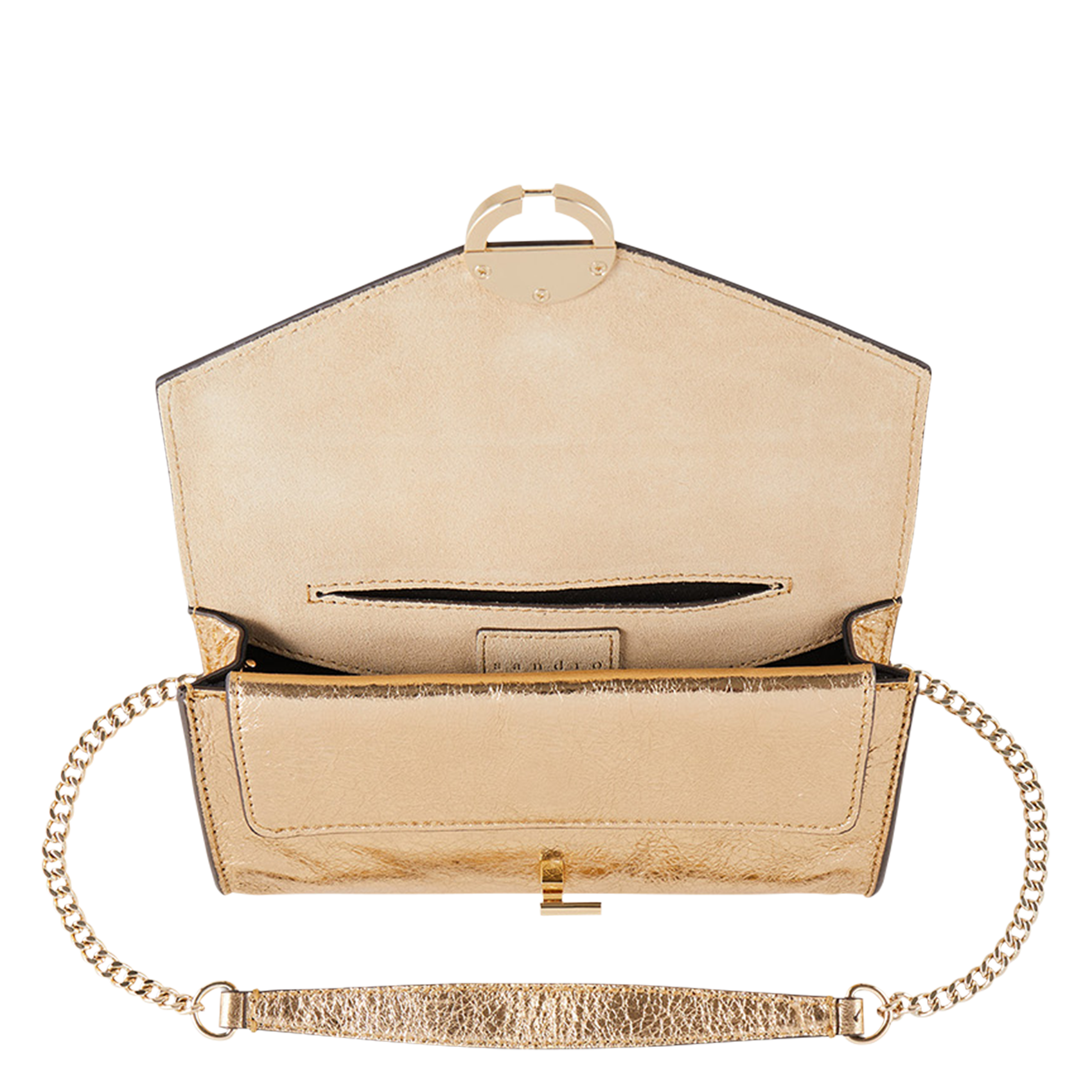 Pochette en cuir métallisé SANDRO Doré