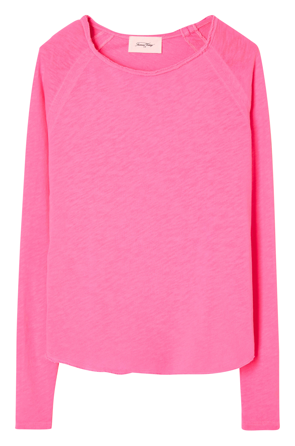 Katoenen T-shirt met boothals SONOMA Pink acid fluo