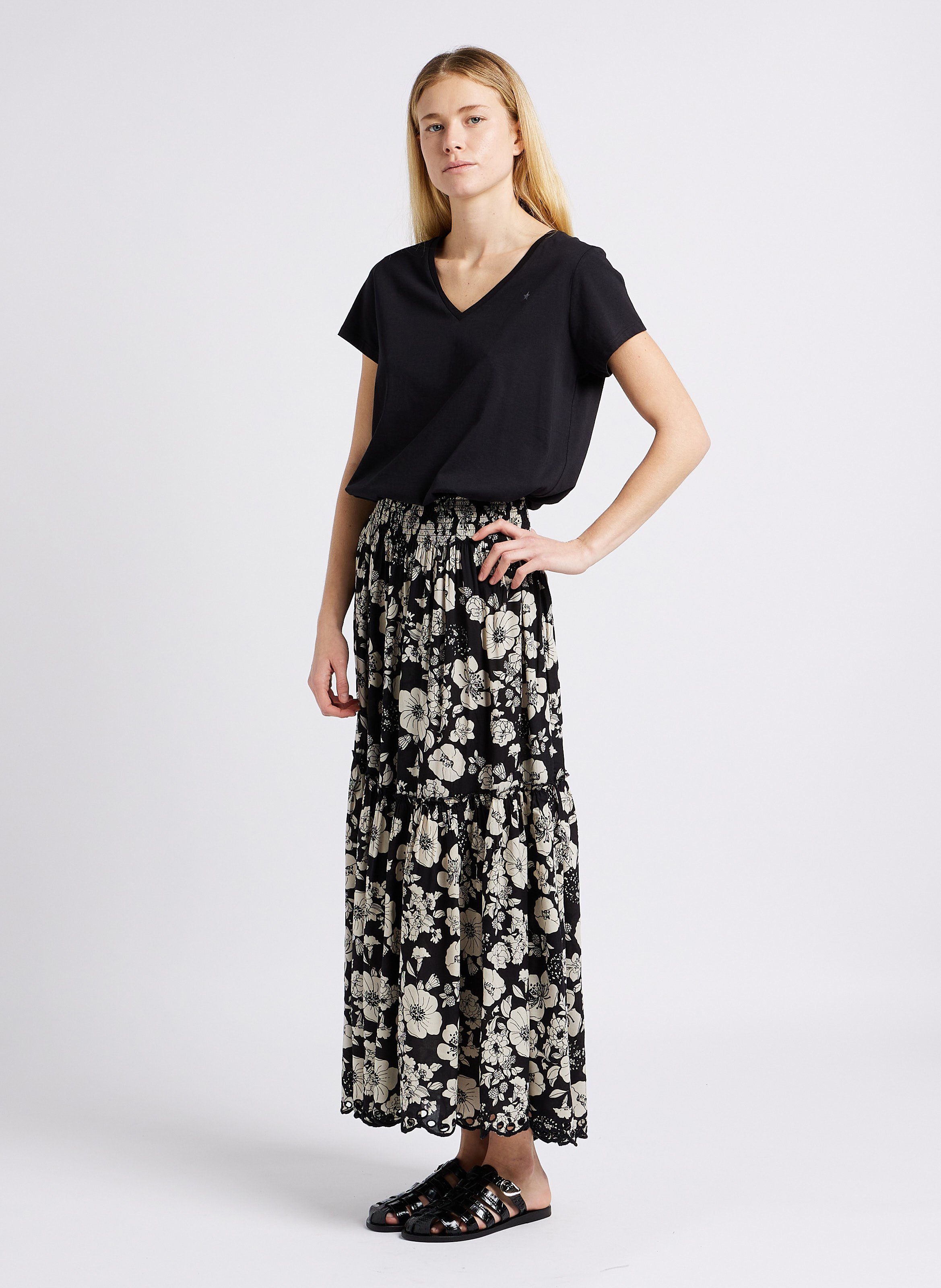 Sandales plates en cuir embossé croco ANCIENT GREEK SANDALS Noir