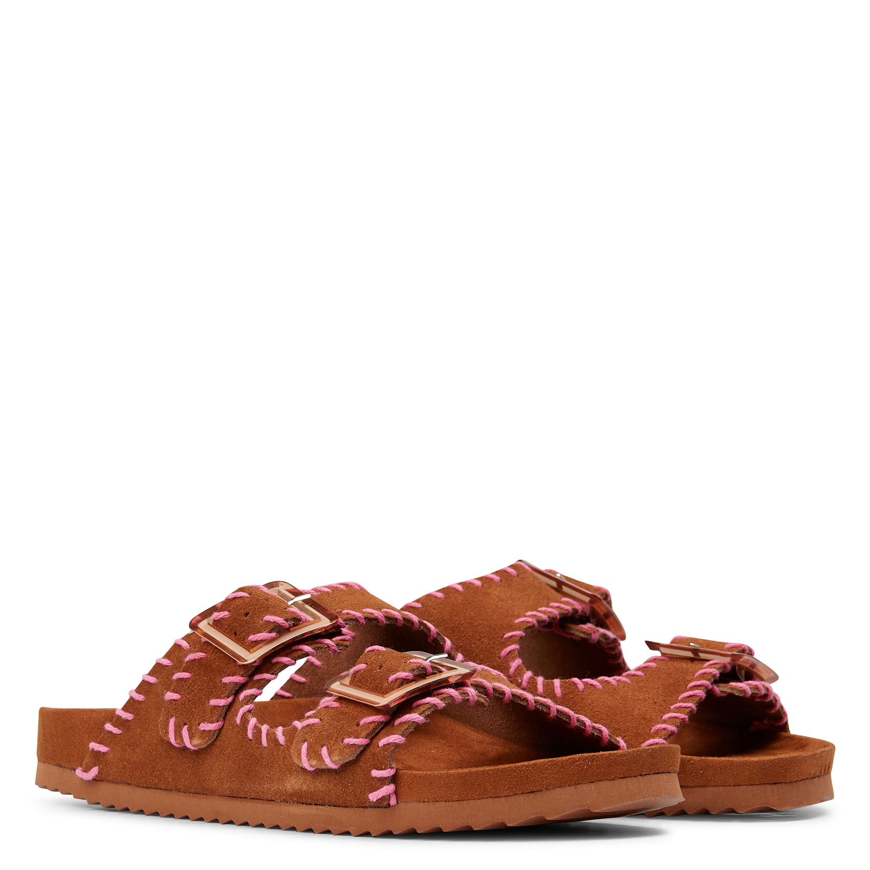 Flache Mules aus Veloursleder COLORS OF CALIFORNIA Beige