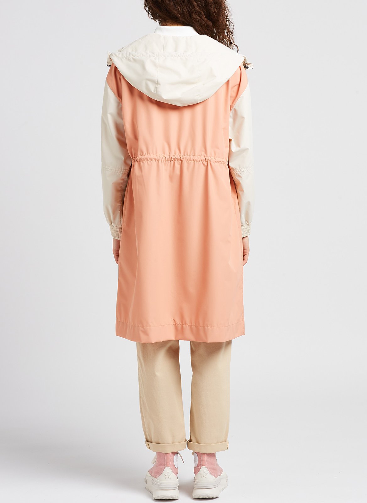 Long hooded windbreaker Multicolored