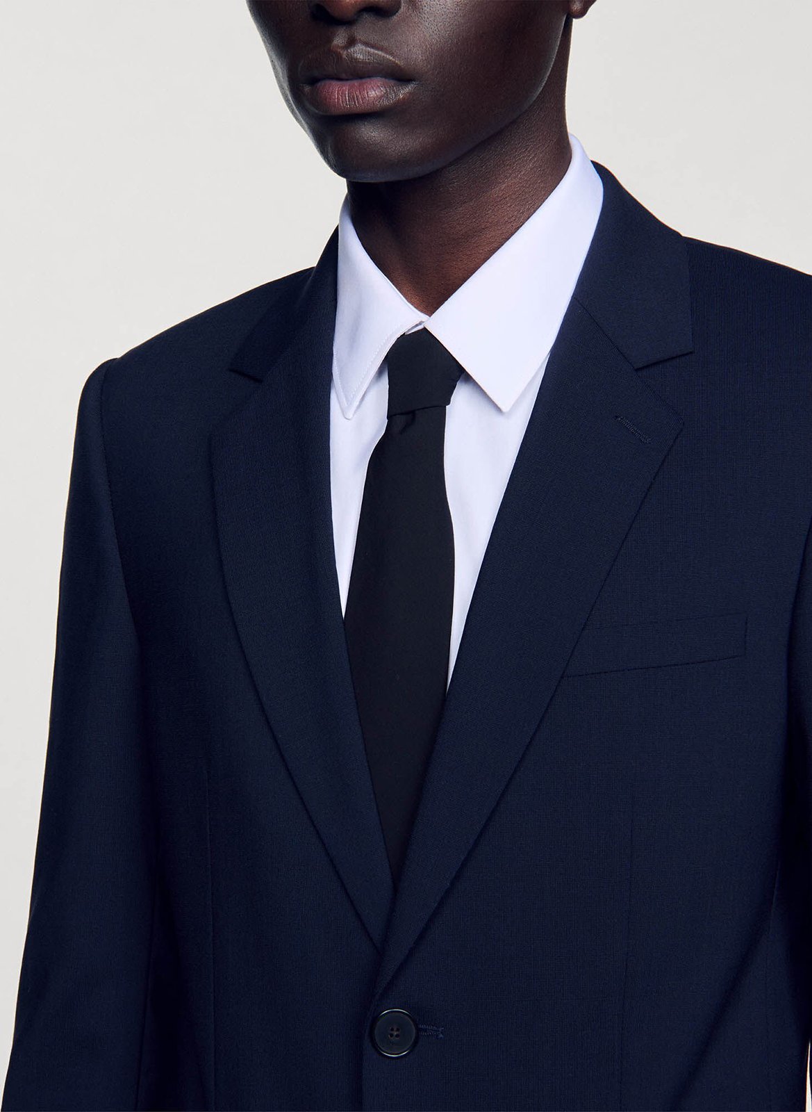 Wool jacket with tailored collar SANDRO Blue