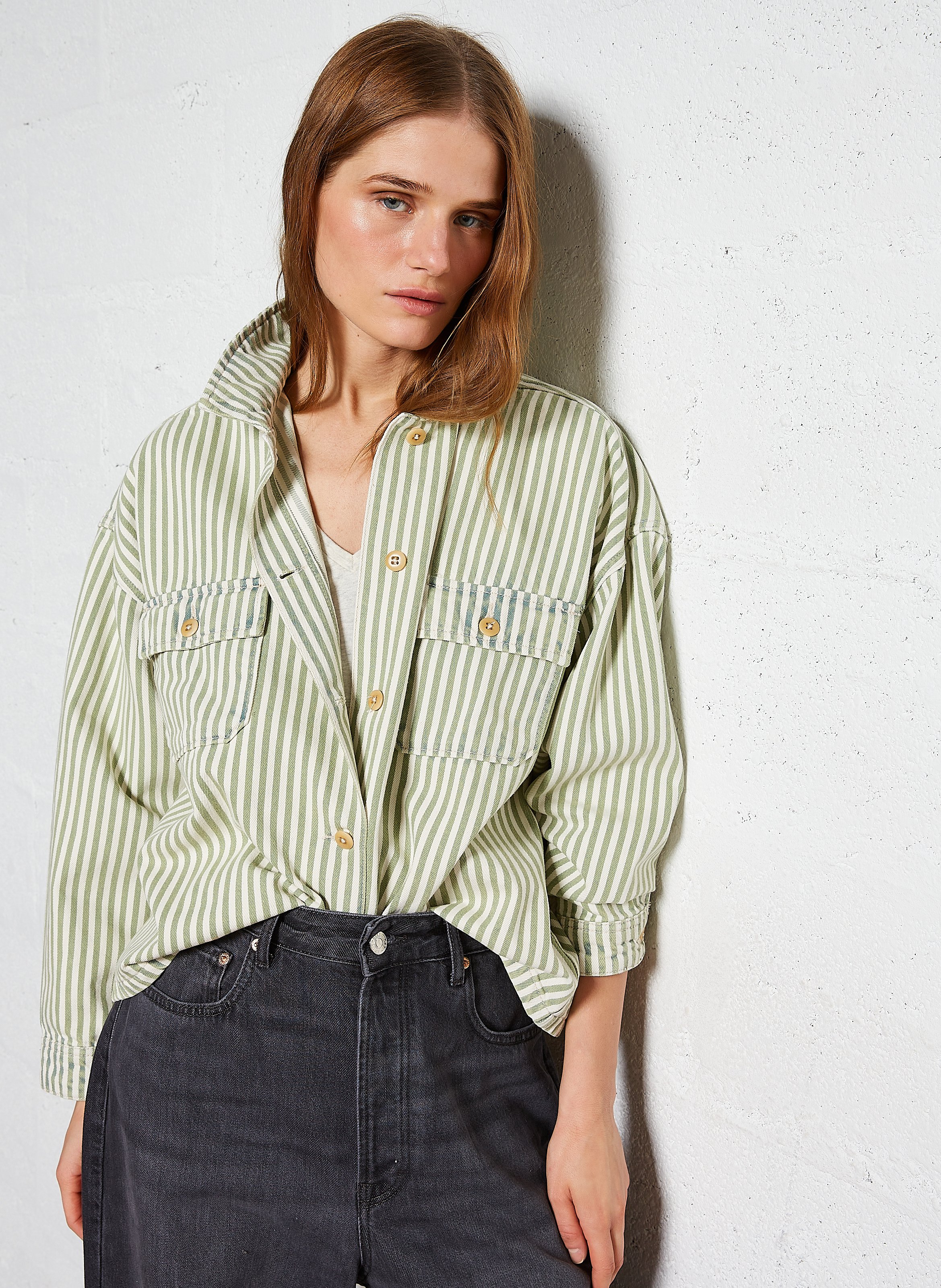 Veste chemise rayée en jean BELLEROSE Bleu