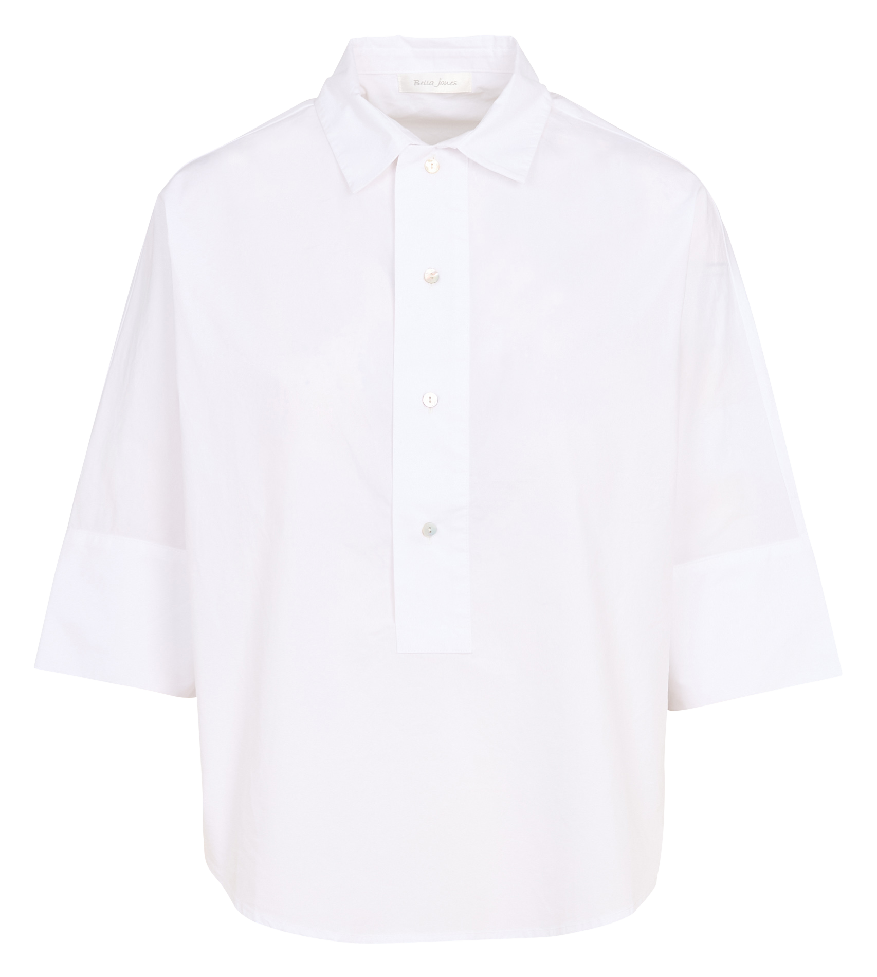 Oversize buttoned cotton poplin top BELLA JONES White