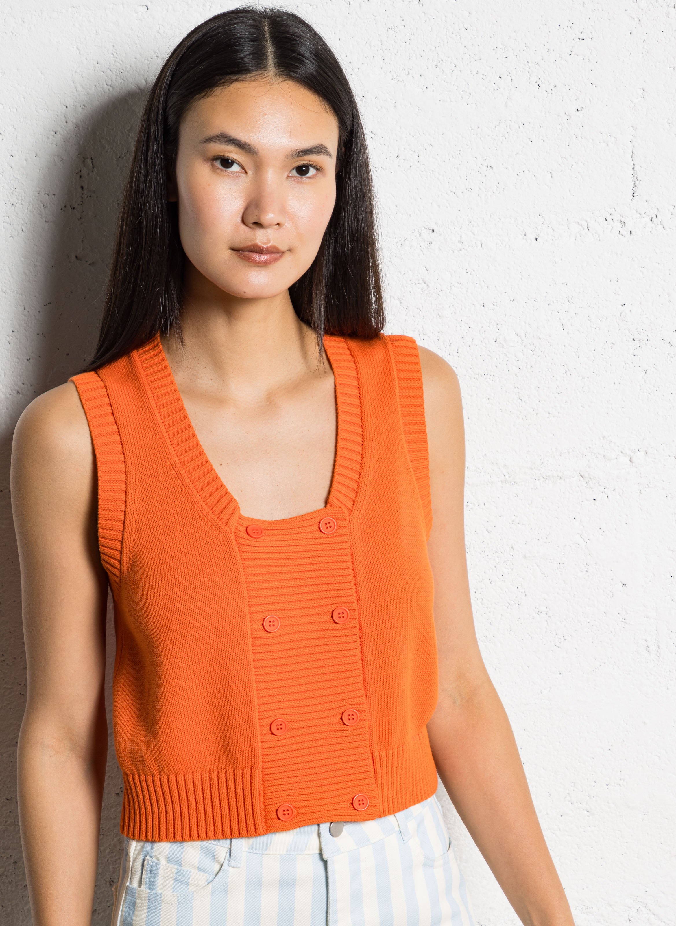 Massachusetts V-neck cotton cardigan THE TINY BIG SISTER Red