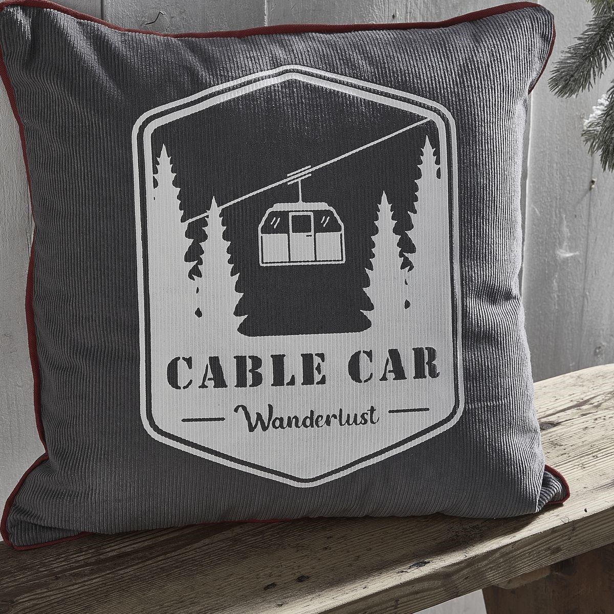 Coussin imprimé carré en coton TODAY LINGE DE MAISON Gris