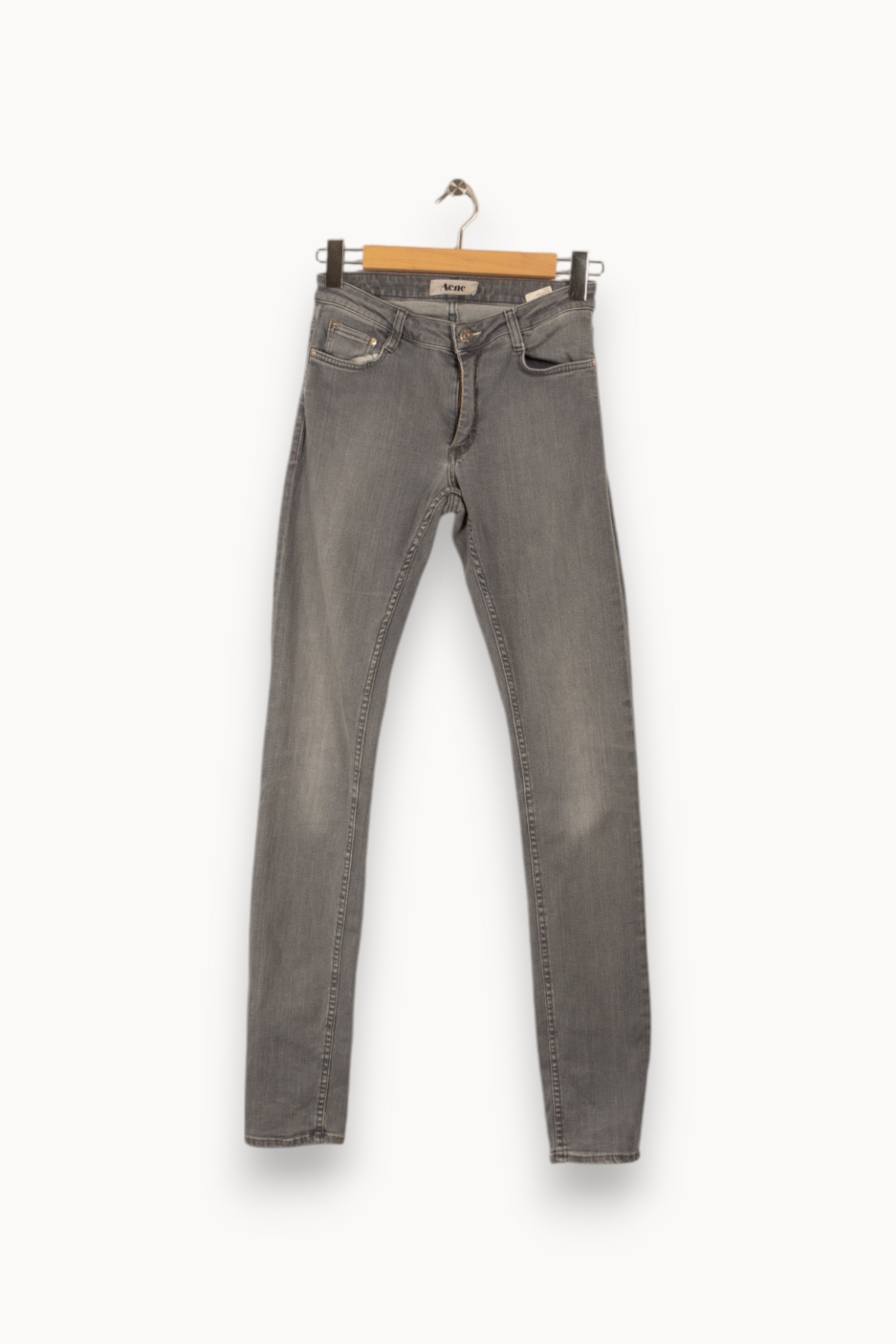 Cropped slim jeans with studs ACNE STUDIOS - Seconde Main Grey