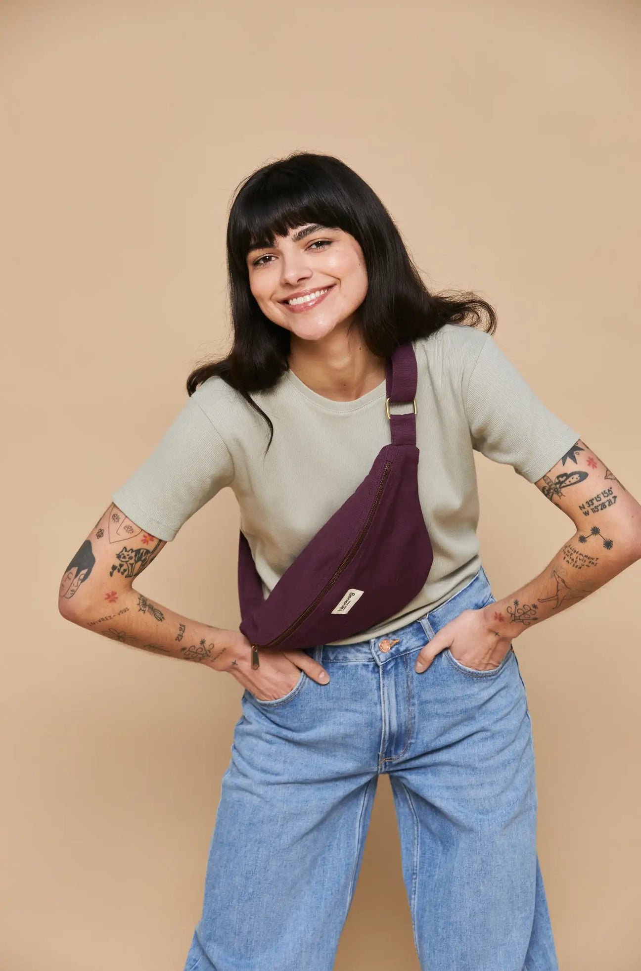 Cotton waist bag HINDBAG Purple