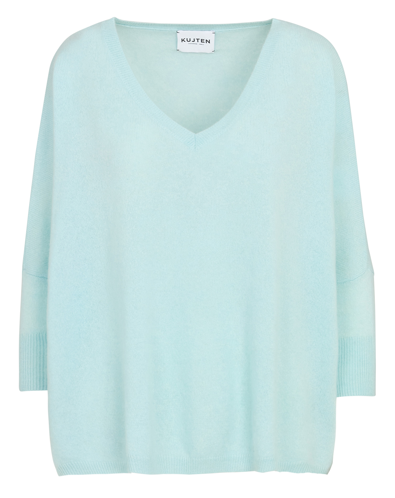 Oversize-Kaschmirpullover mit V-Ausschnitt MINIE Vert pastel