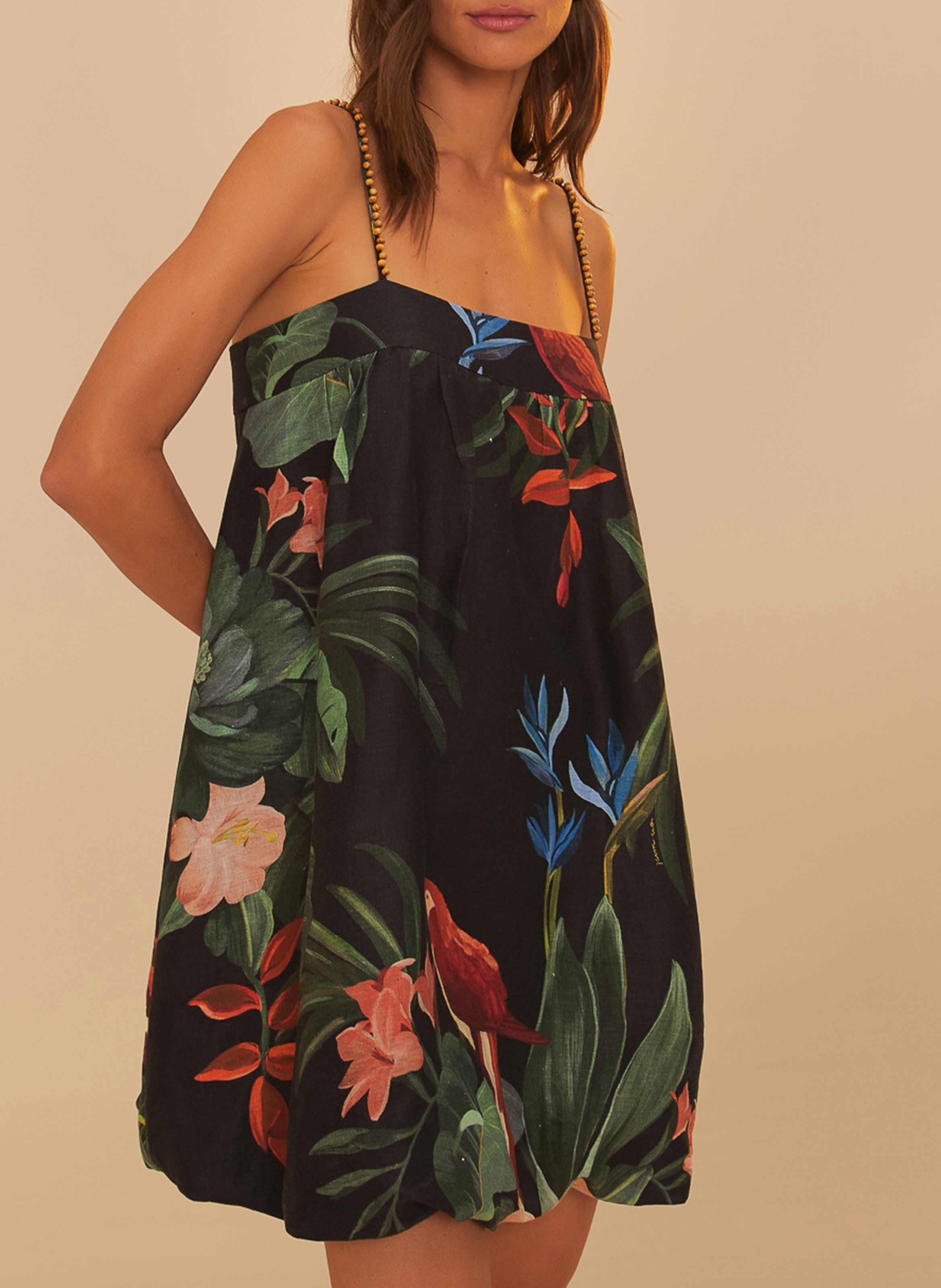 Robe courte en lin imprimé FARM RIO Multicolore