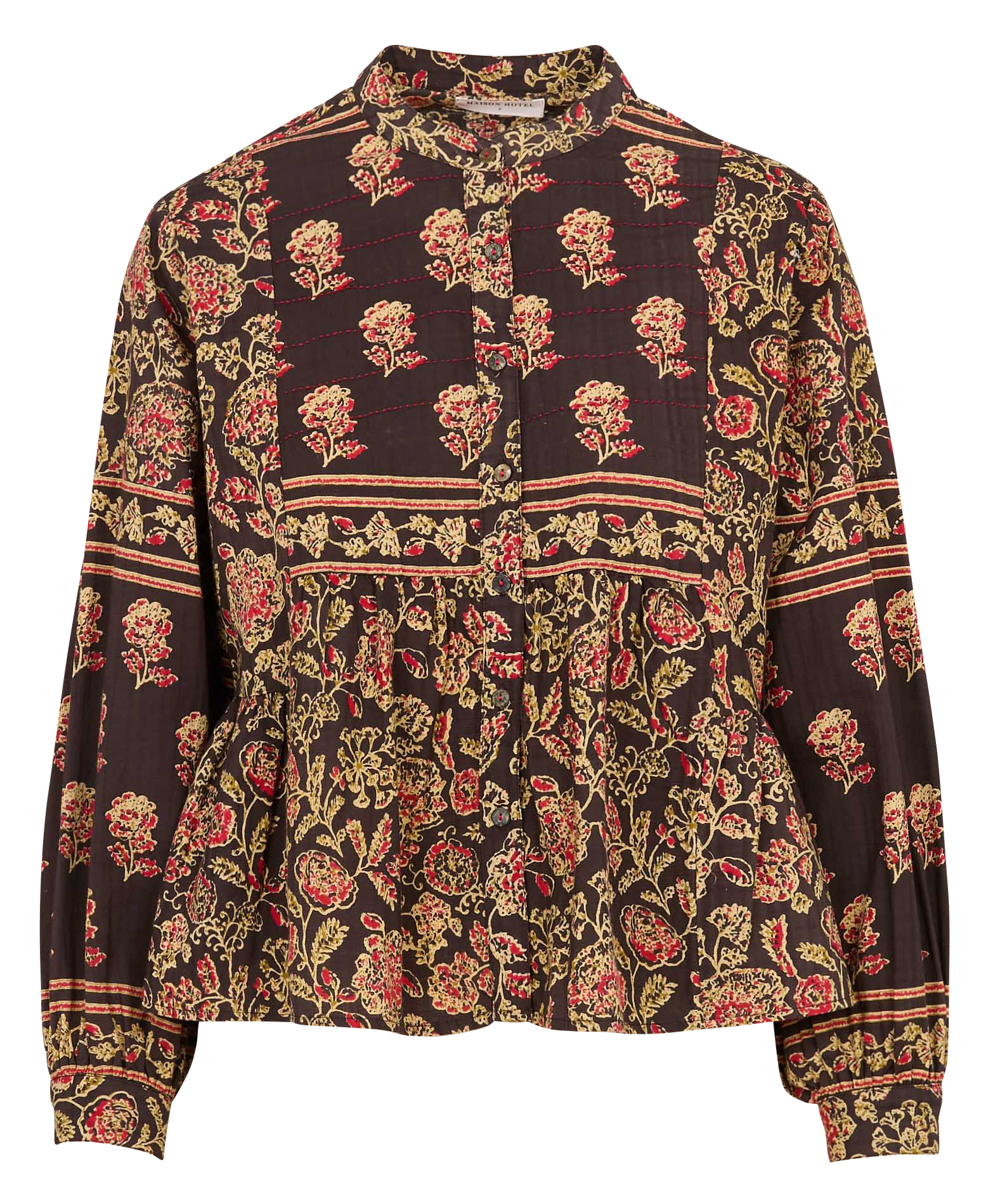 Flared buttoned blouse with patterns MAISON HOTEL Multicolored