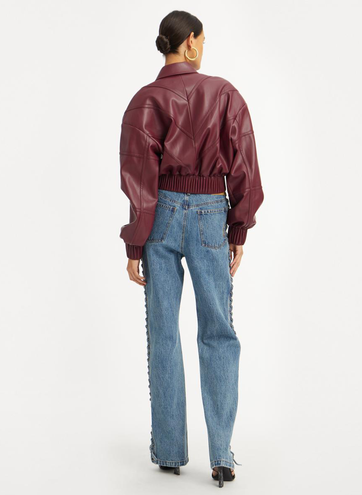 Jacket with classic leather effect collar ROTATE Brown