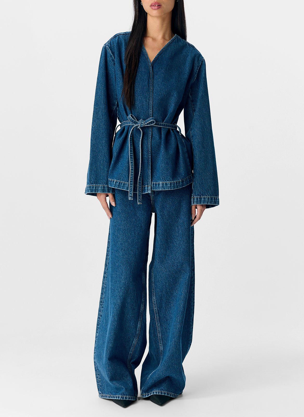 Kimono-Jeansjacke OBJECT Blau