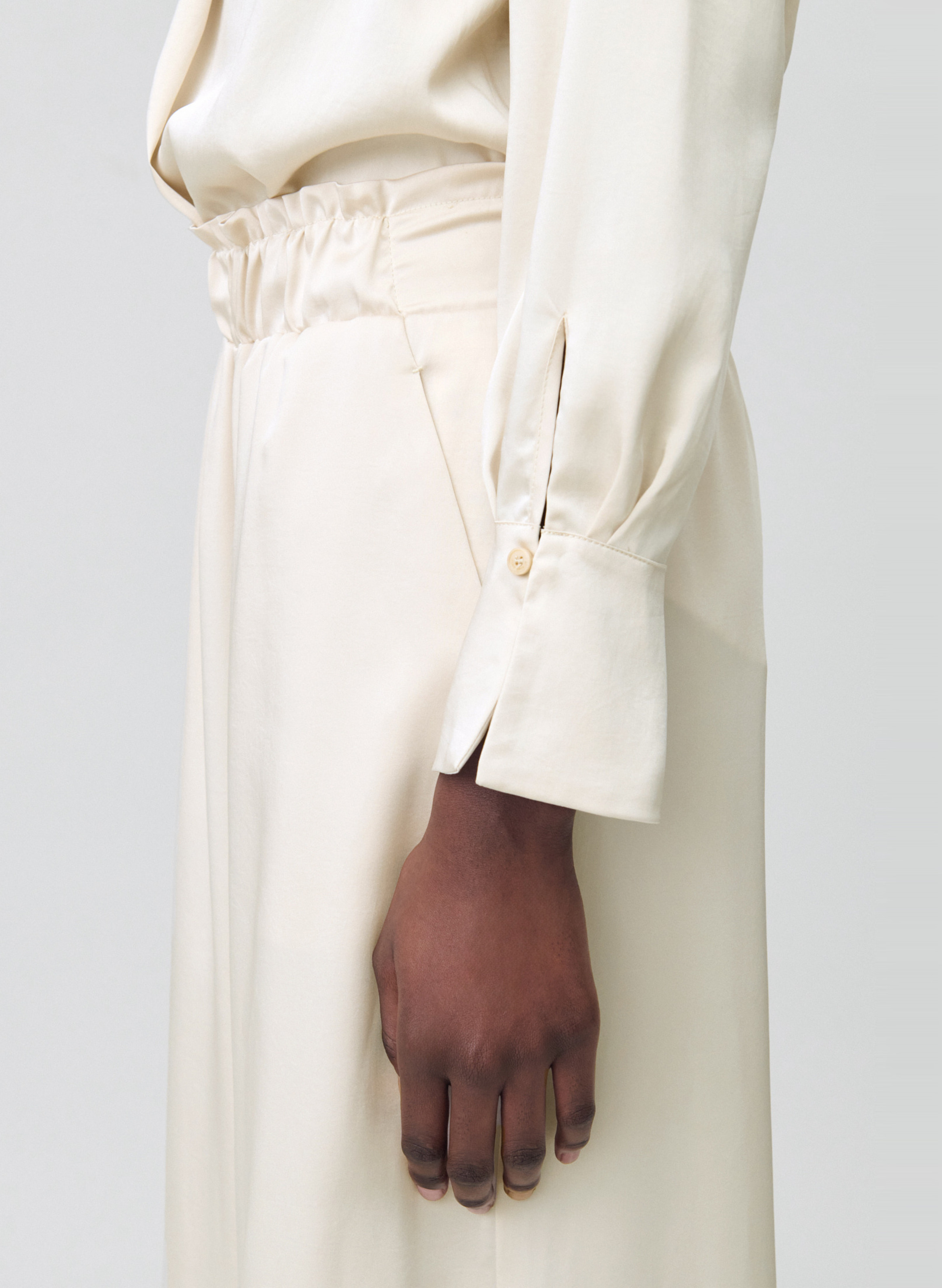 Pantalon large taille haute satiné CLAUDIE PIERLOT Beige