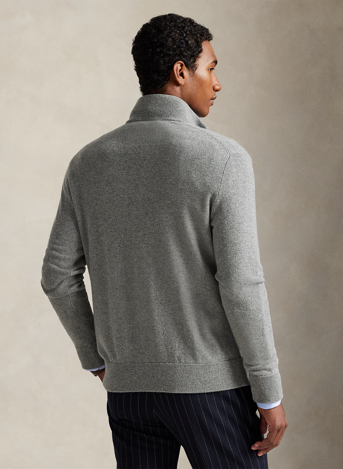 Gilet zippé à broderie logo en laine POLO RALPH LAUREN Gris