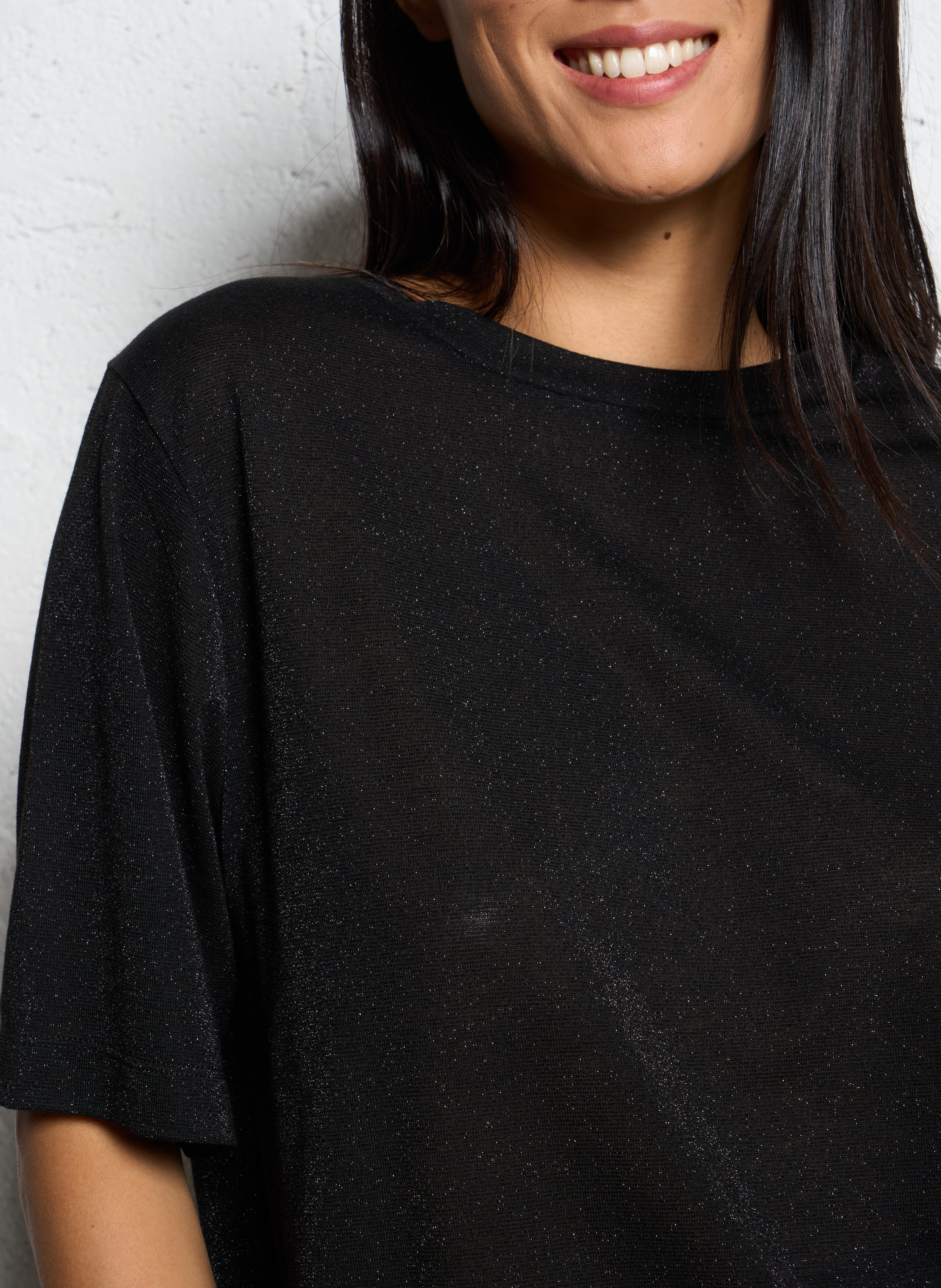 Tee-shirt col rond pailleté MOMONI Noir