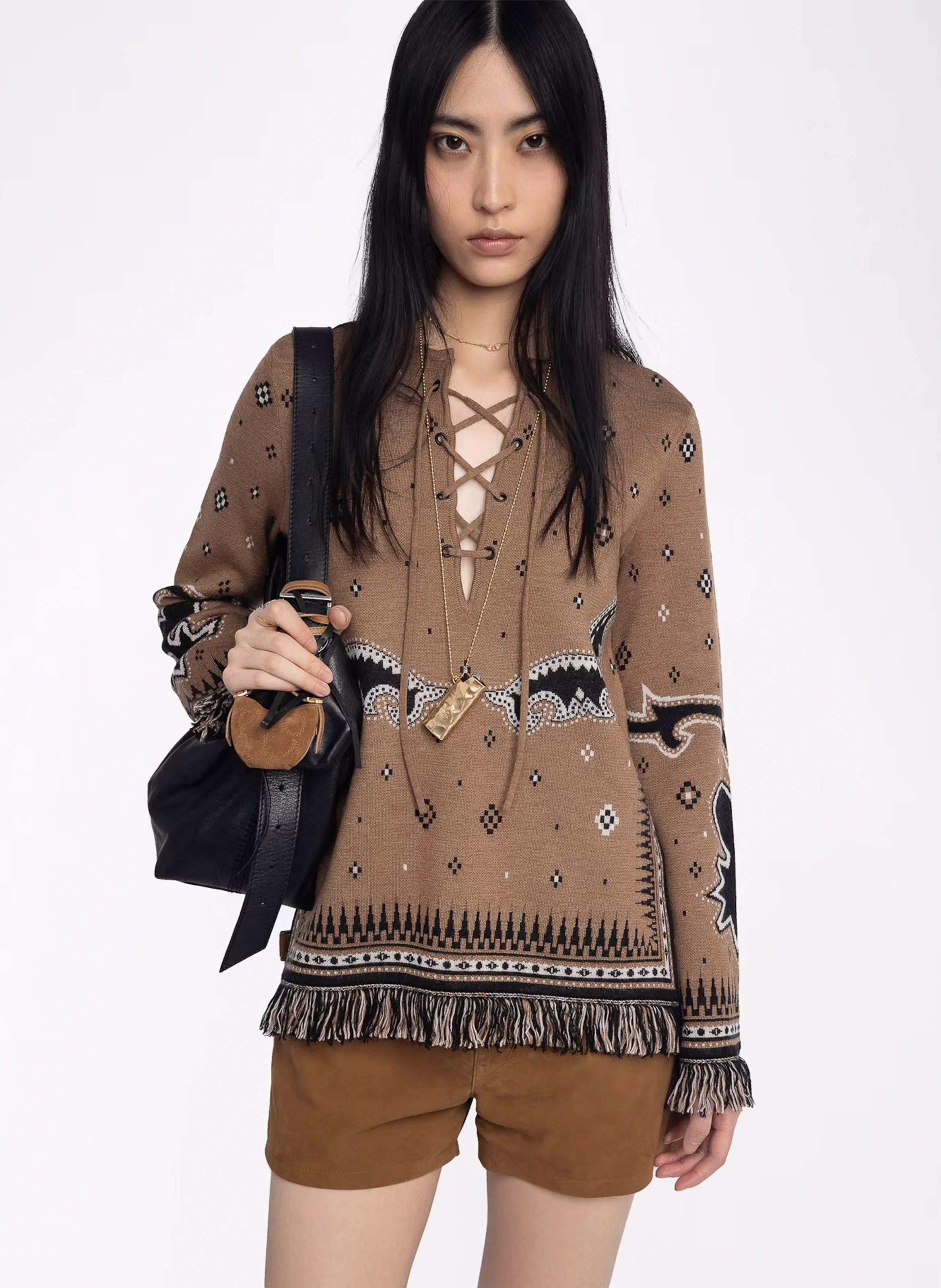 Straight wool printed sweater ZADIG&VOLTAIRE Brown