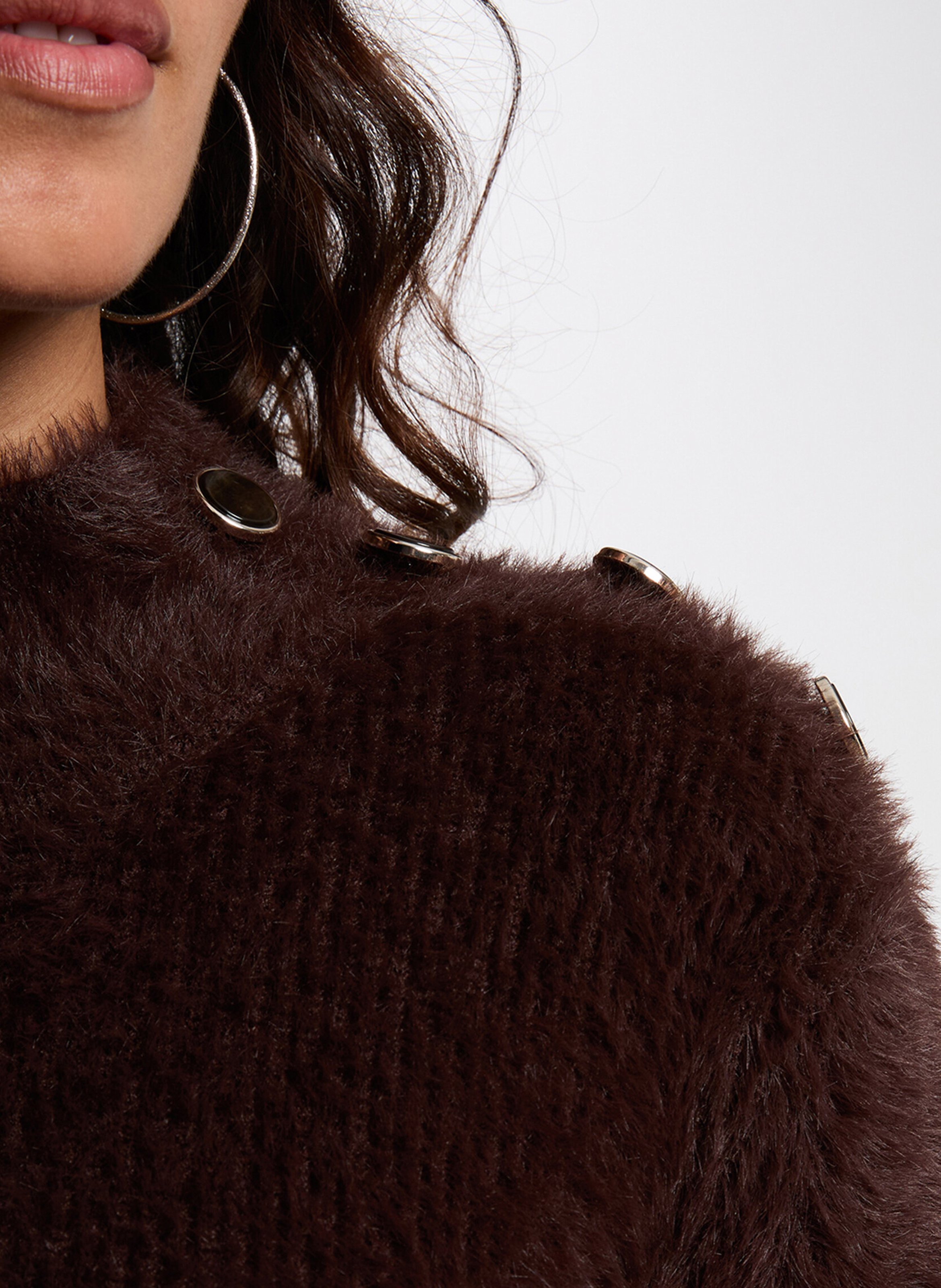 Top van tricot met ronde hals - viscoseblend MORGAN Bruin