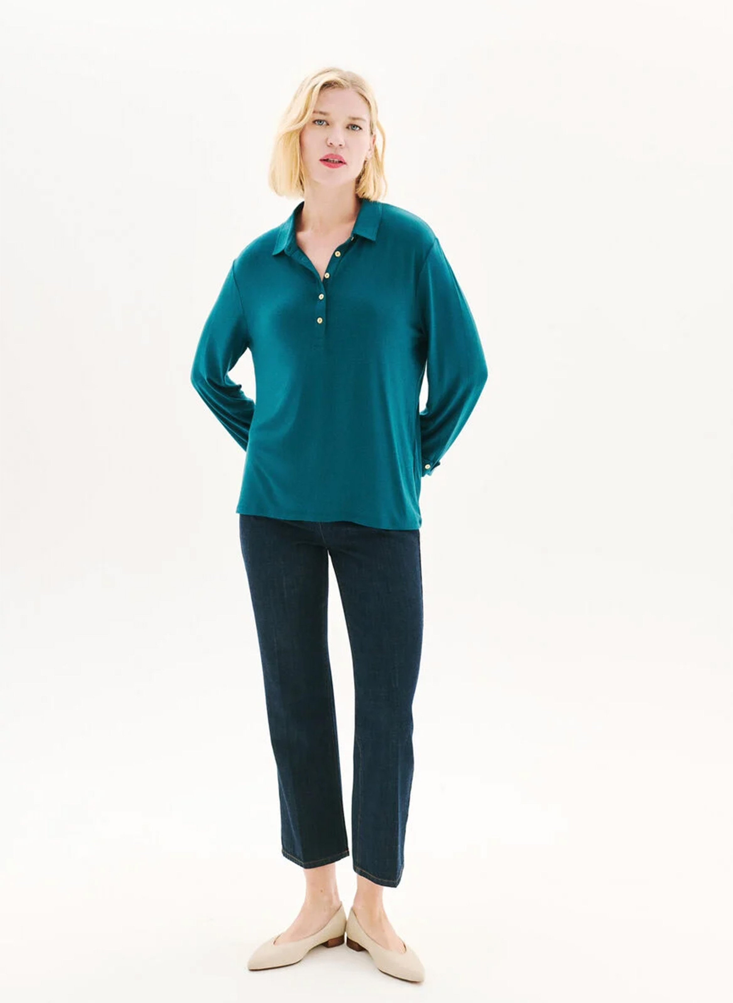 Straight T-shirt with classic collar CAROLL Blue