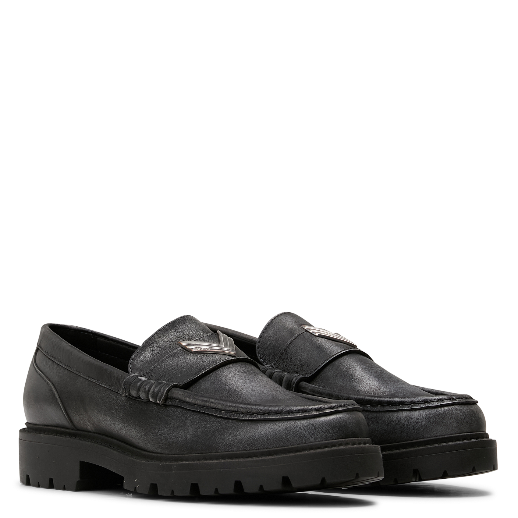 Leren mocassins met een verweerde look IKKS Grijs