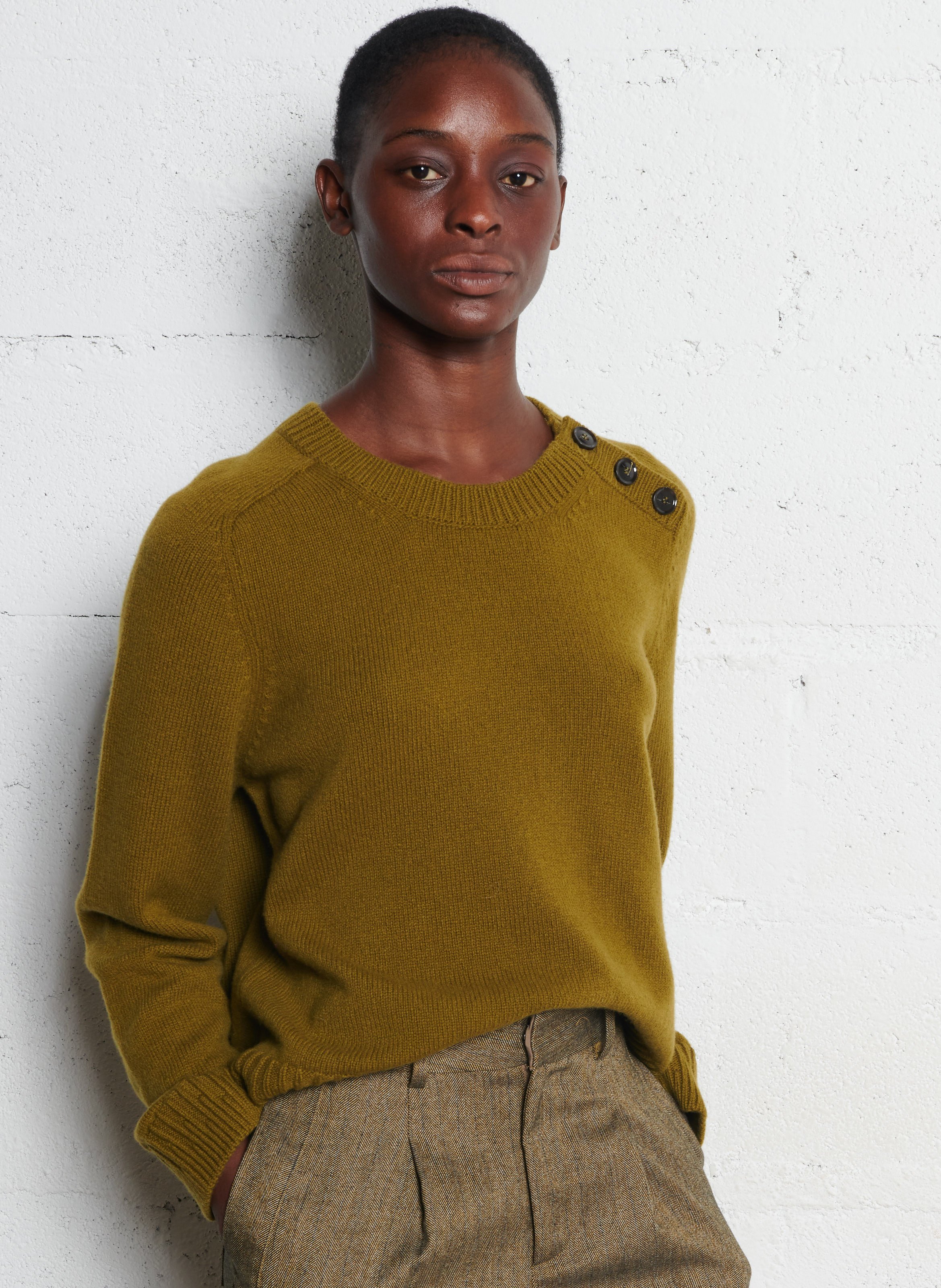 Pull col rond en laine et cachemire MAISON ANJE