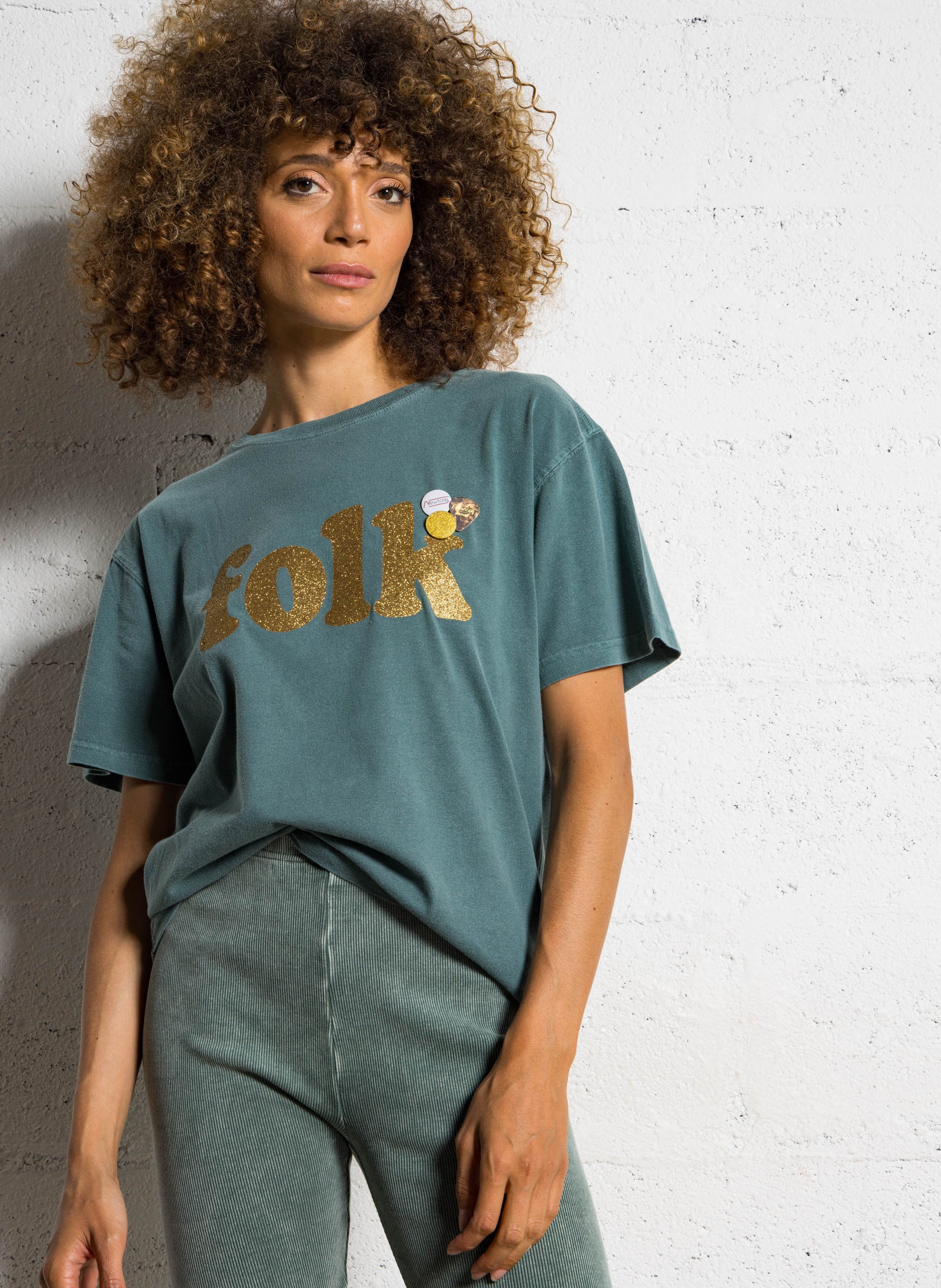 Tee-shirt col rond sérigraphié en coton NEWTONE Vert