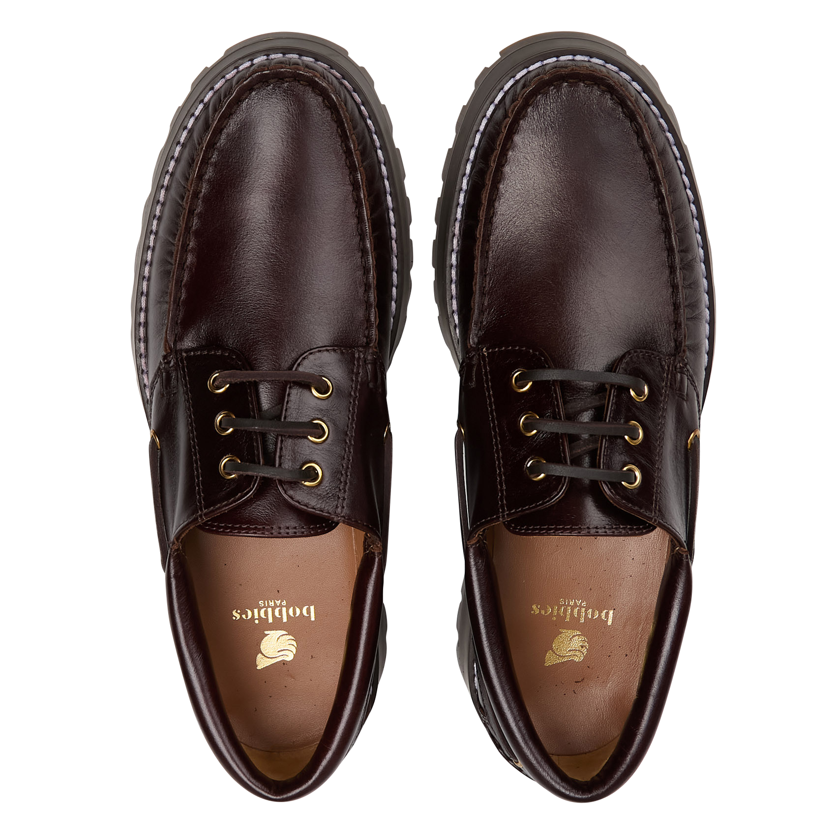 Derbies à lacets unies en cuir BOBBIES Marron