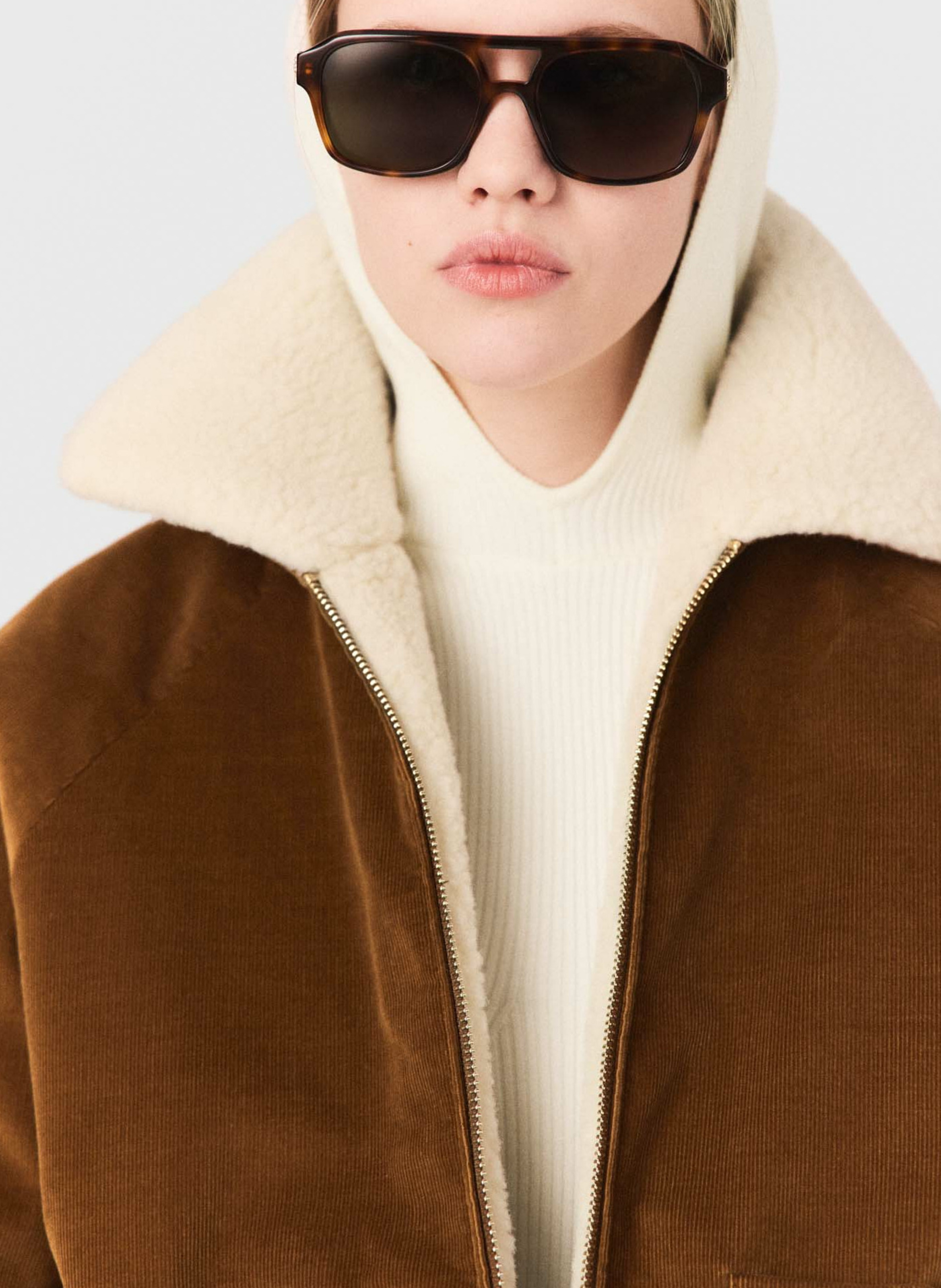 Veste courte droite zippée MAJE Marron