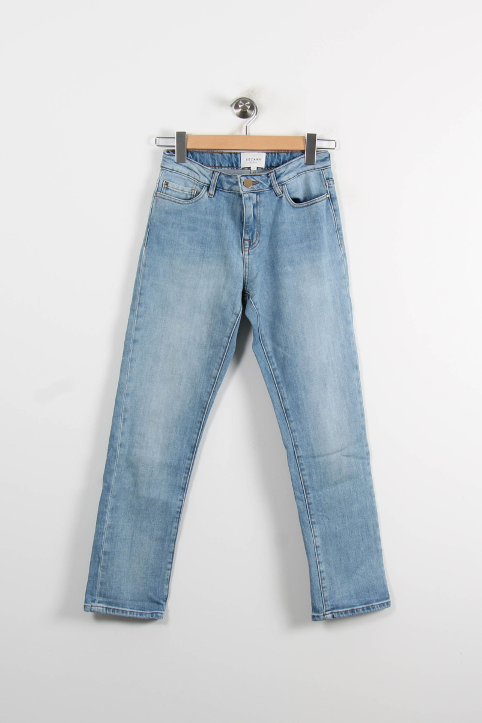 Cropped slim jeans with studs SEZANE - Seconde main Blue