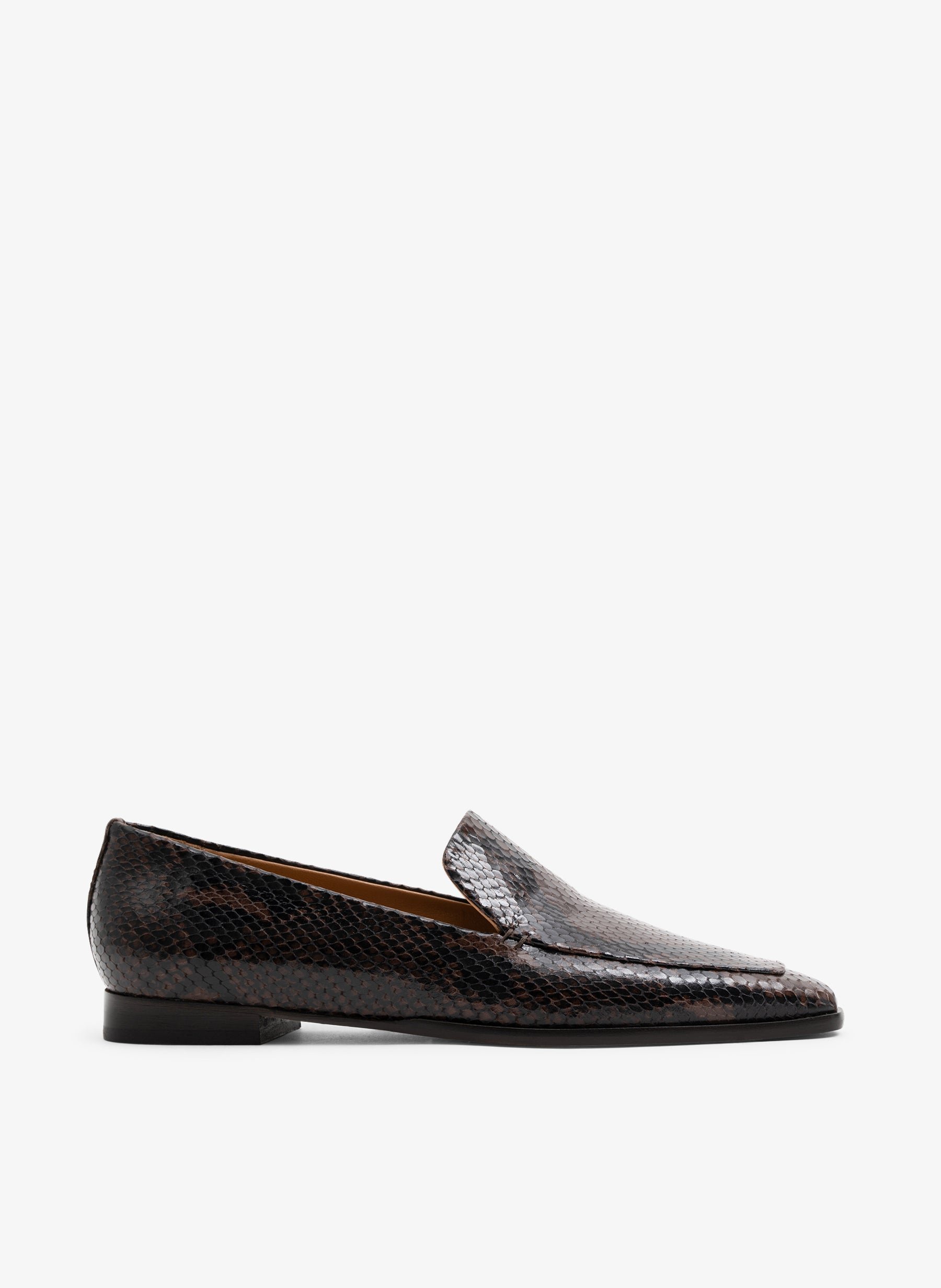 Snakeskin print leather loafers PARALLELE PARIS Brown