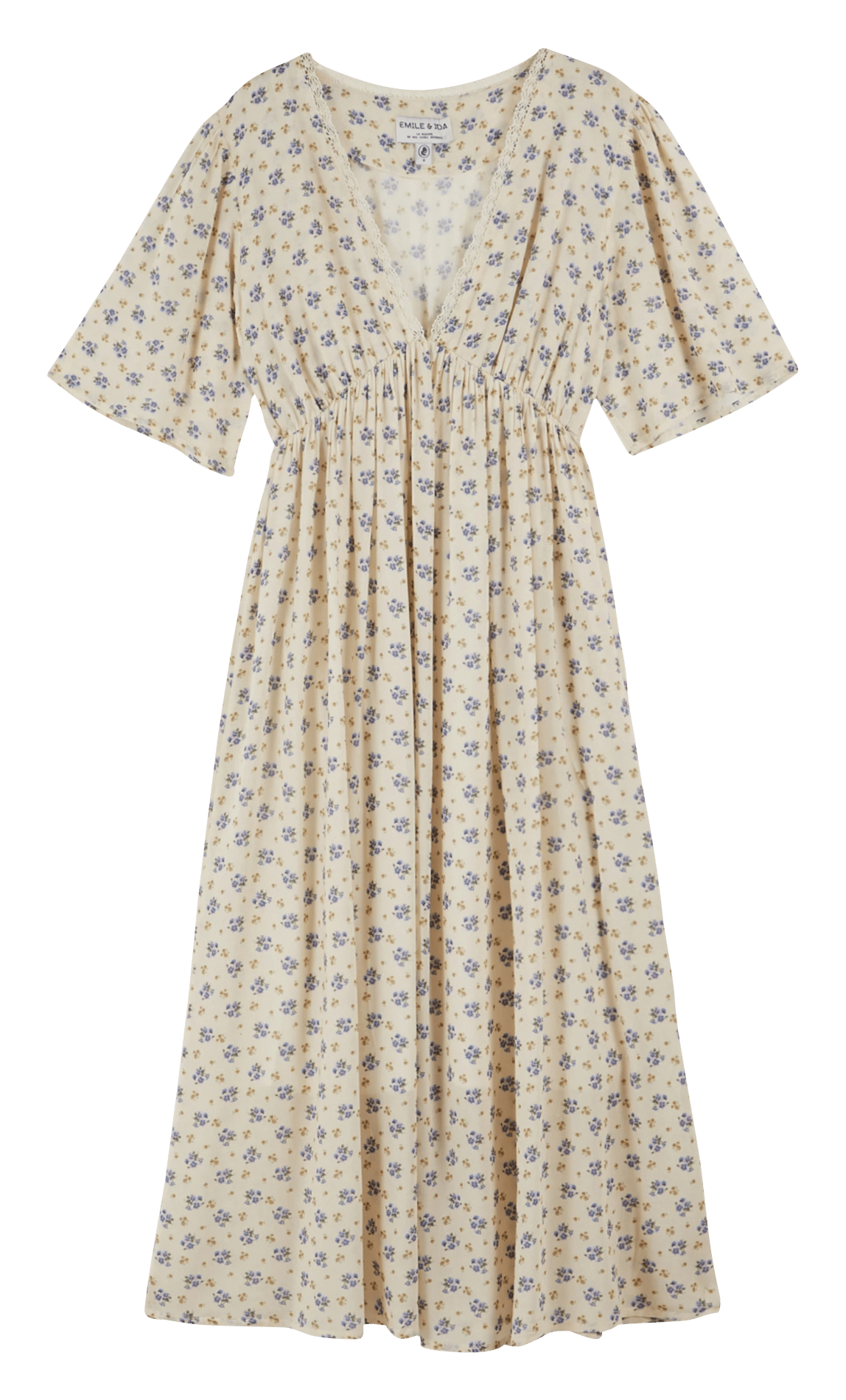 Lange jurk met V-hals EMILE ET IDA Blauw