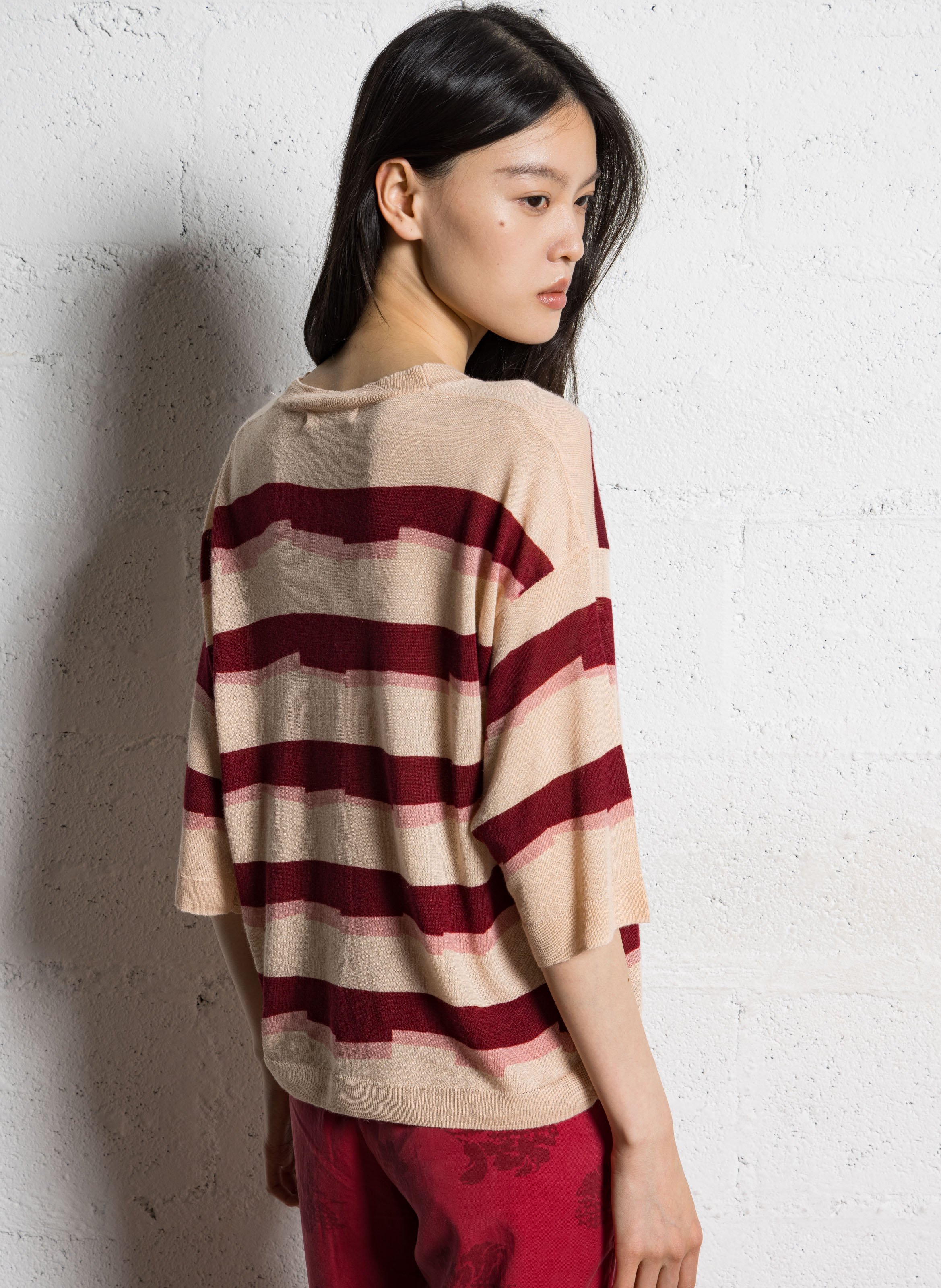 Pull droit col rond en maille NICE THINGS Rouge