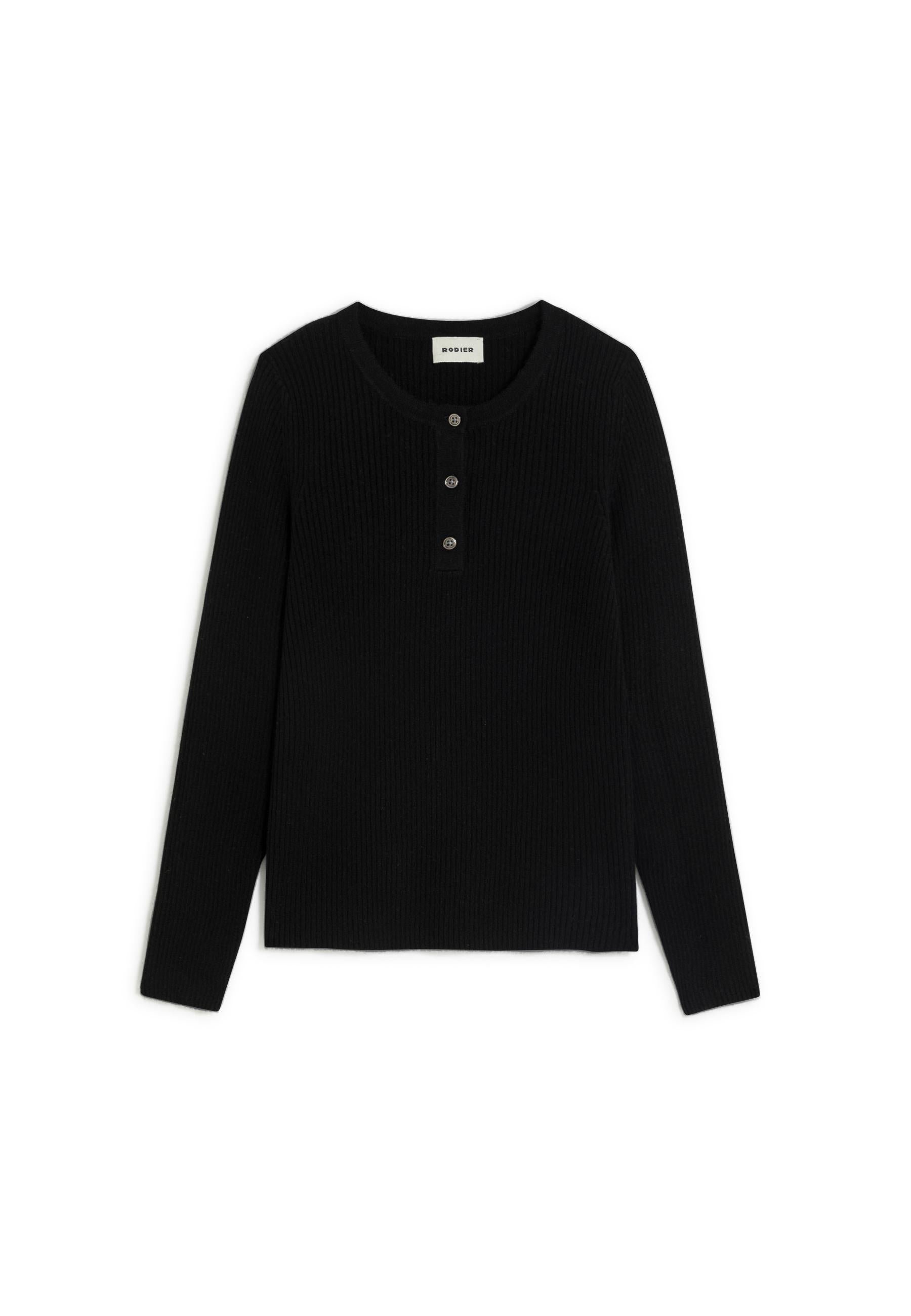Cashmere Tunisian collar sweater RODIER Black