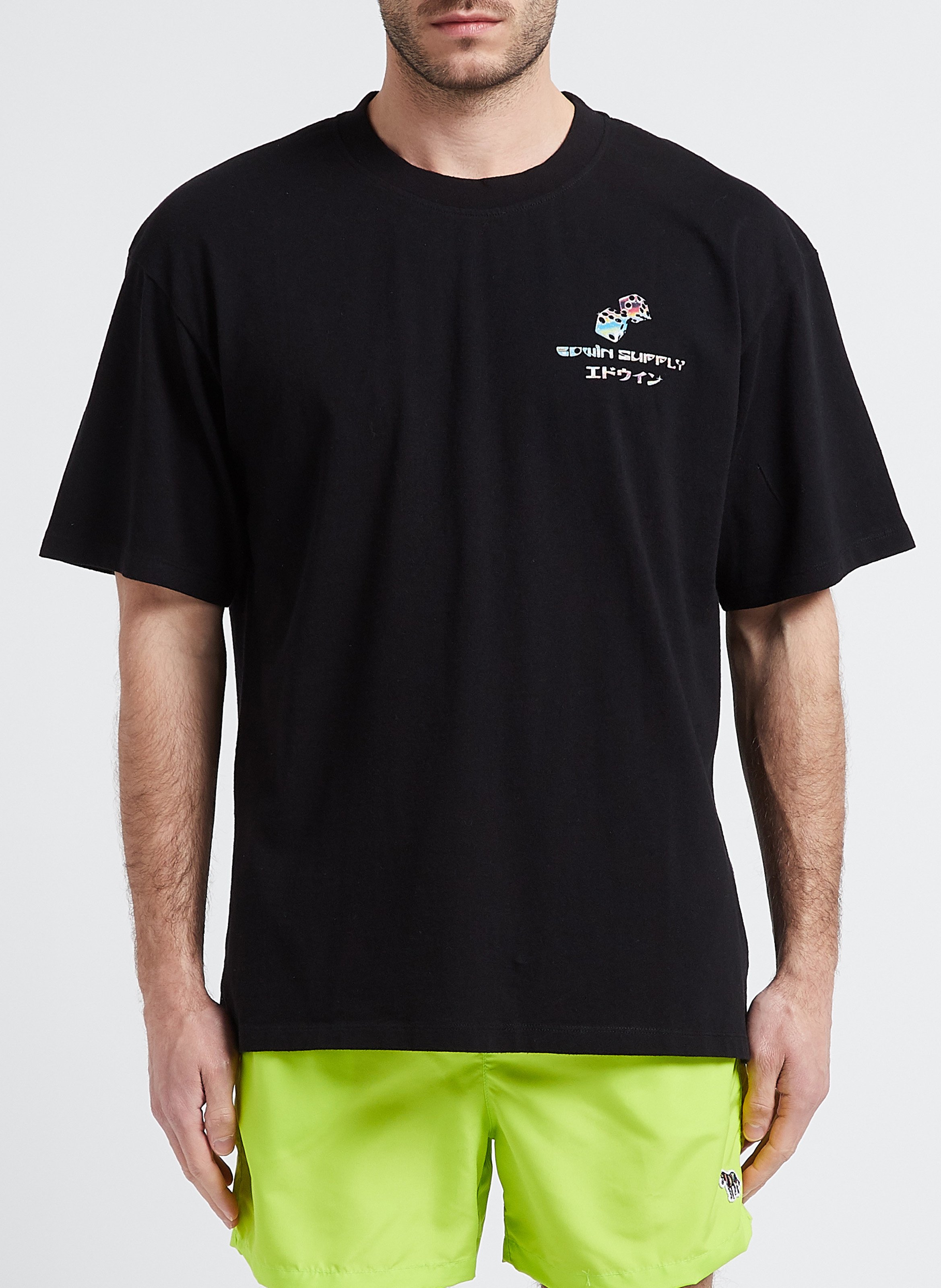 Rundhals-T-Shirt aus Baumwolle mit Siebdruck EDWIN Schwarz