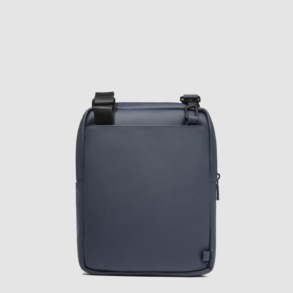 Men's iPad® bag in water-repellent rubber-effect canvas with RFID protection PIQUADRO Blue