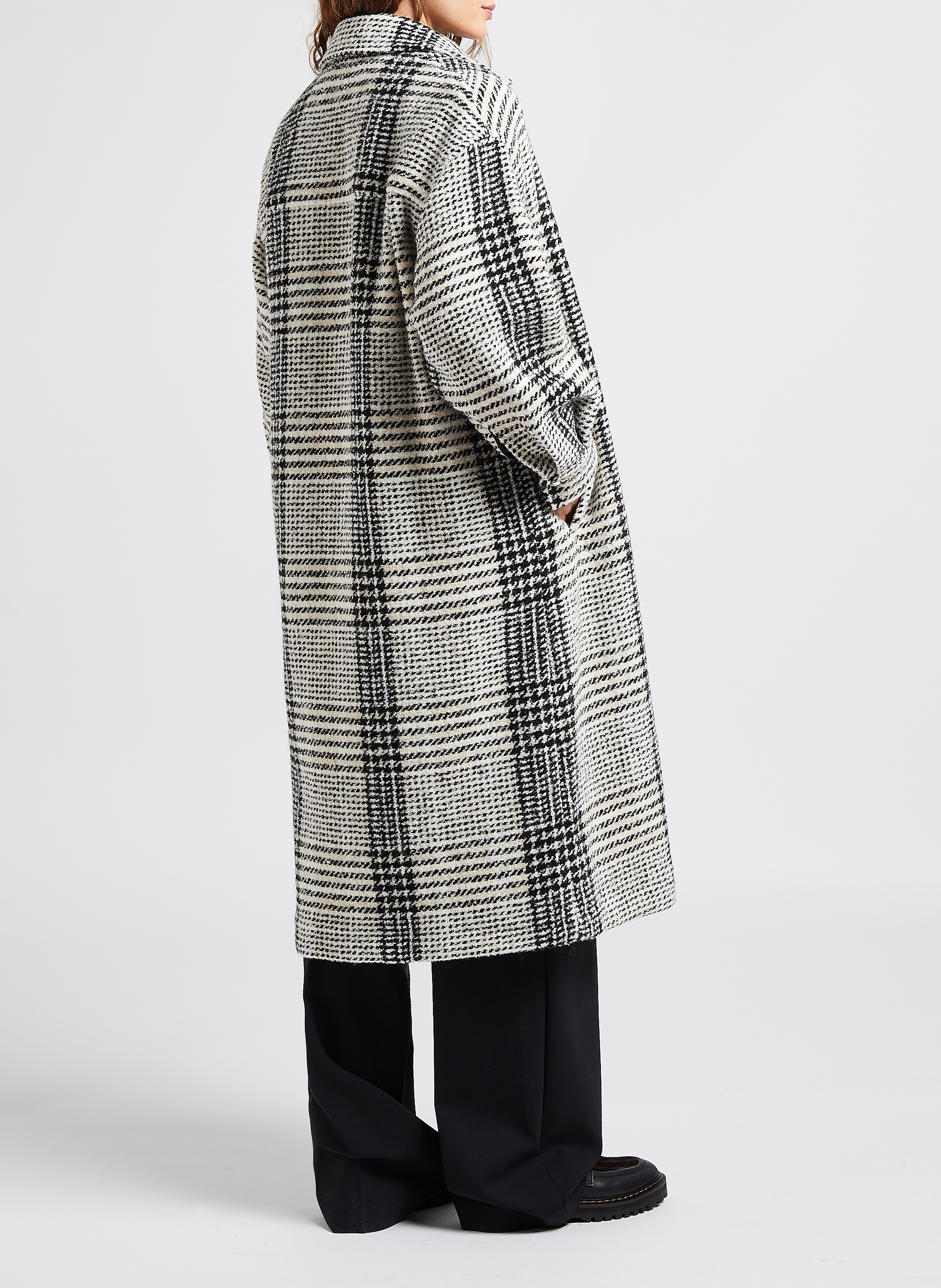 Manteau col classique à carreaux IRO Noir