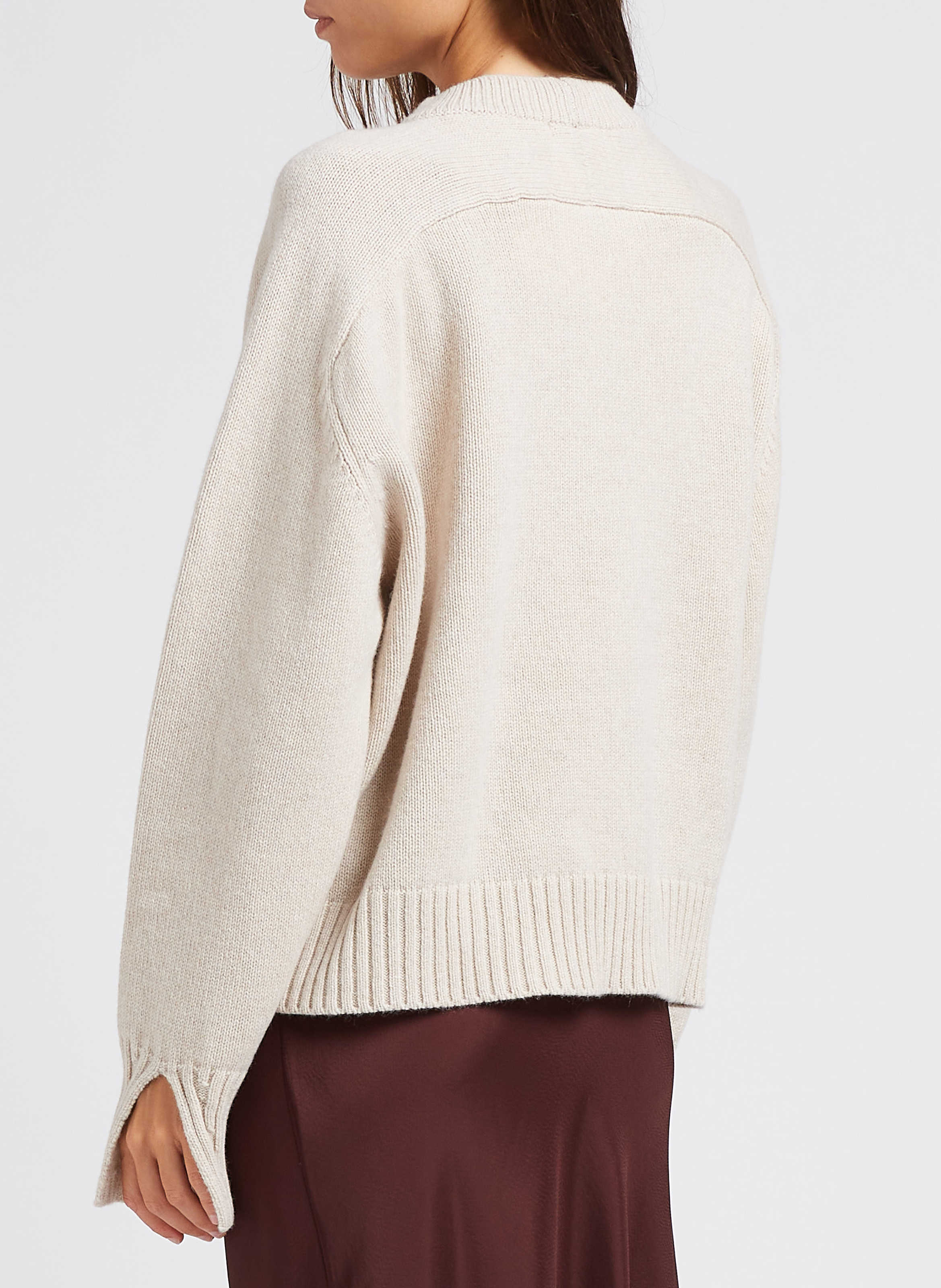 Loose-fit round-neck wool sweater SOEUR Beige