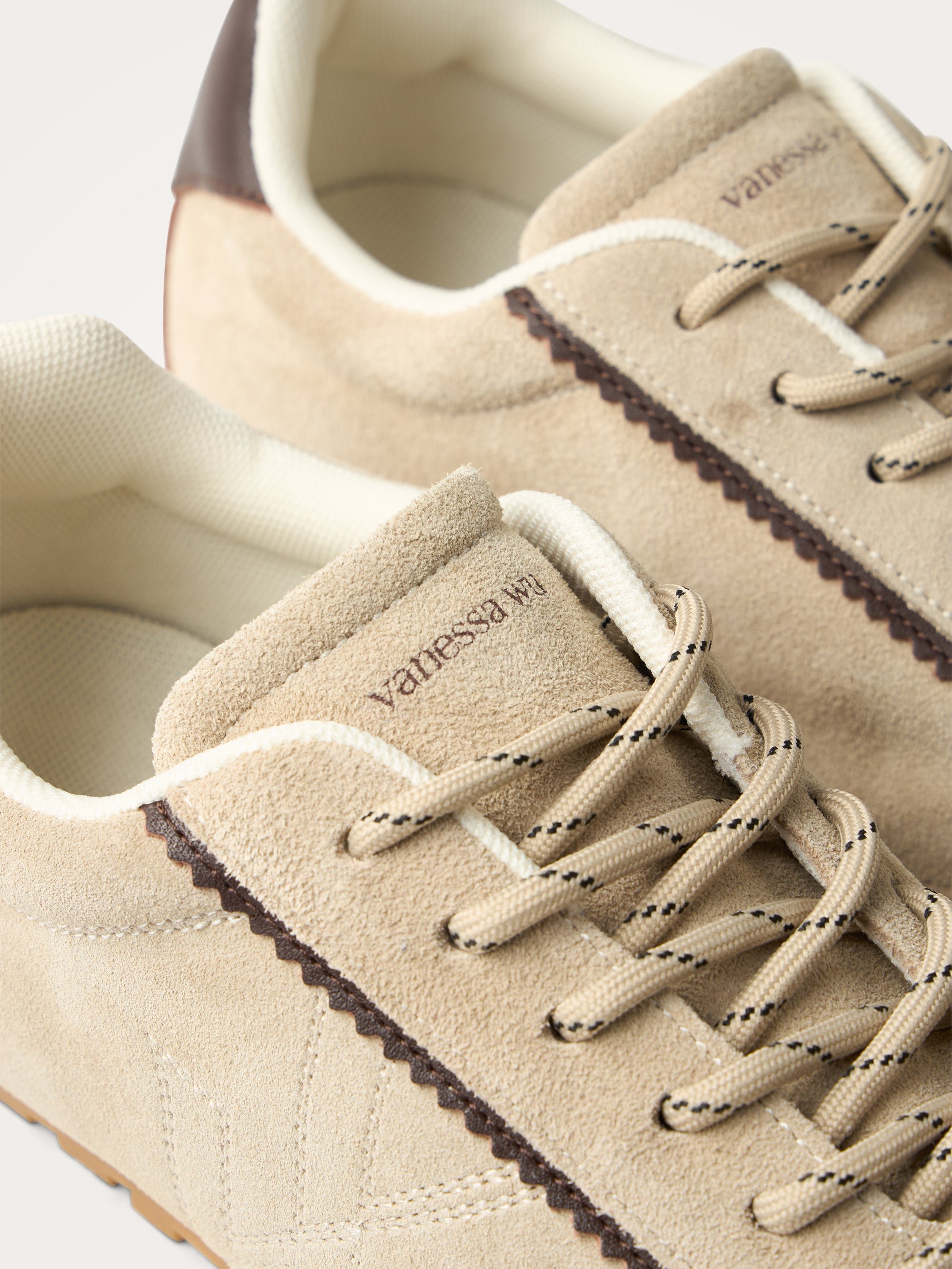 Sneakers with monogram sewn on a thin grooved sole VANESSA WU Beige