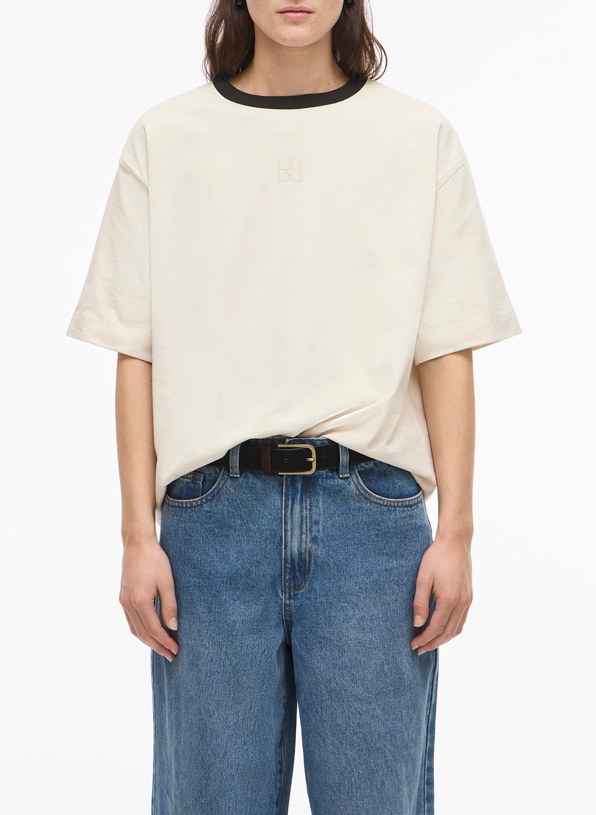 Tee-shirt col rond en coton bio ROUGE EDIT Beige