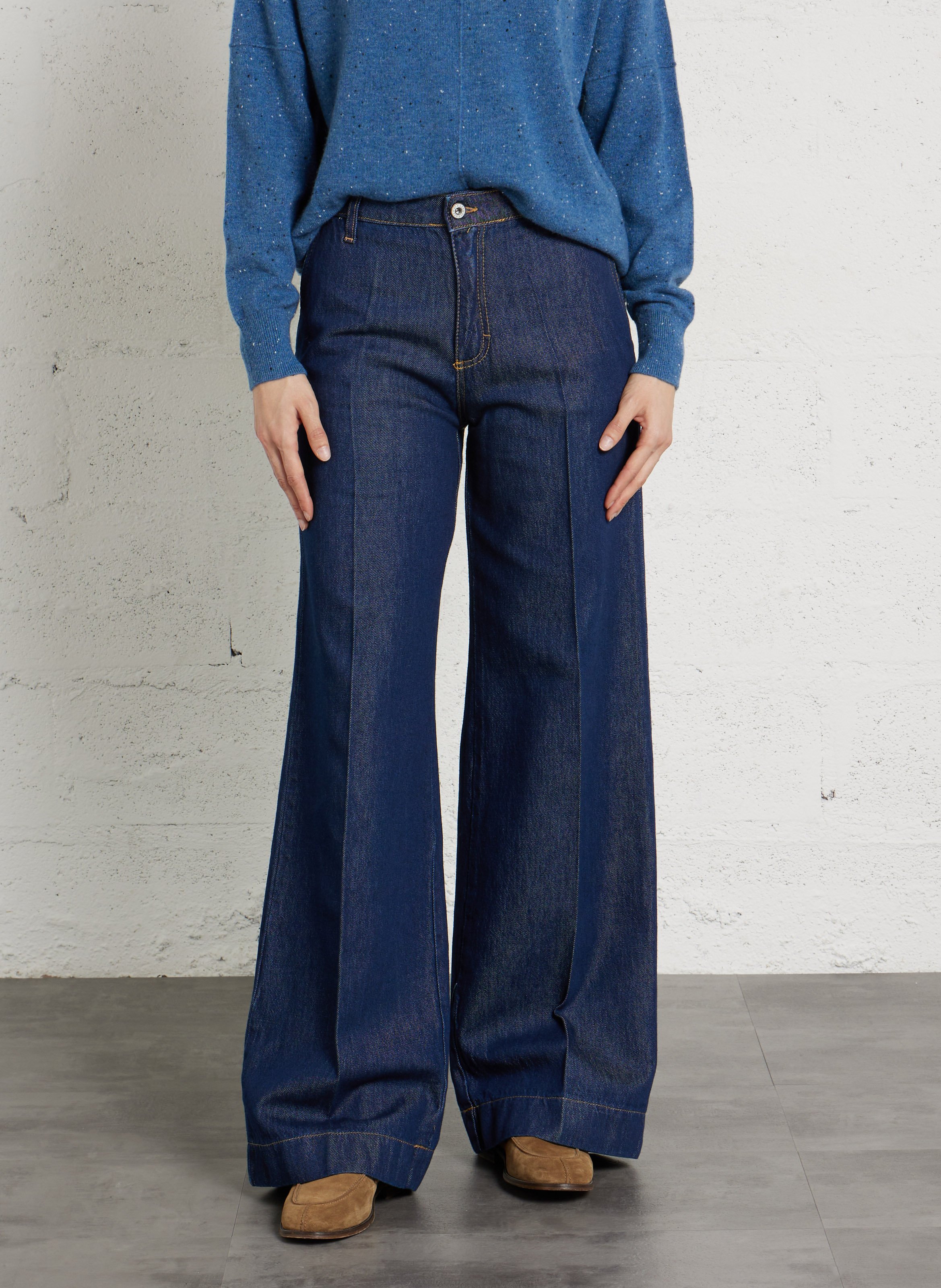 Jean large en coton mélangé PLEASE Bleu