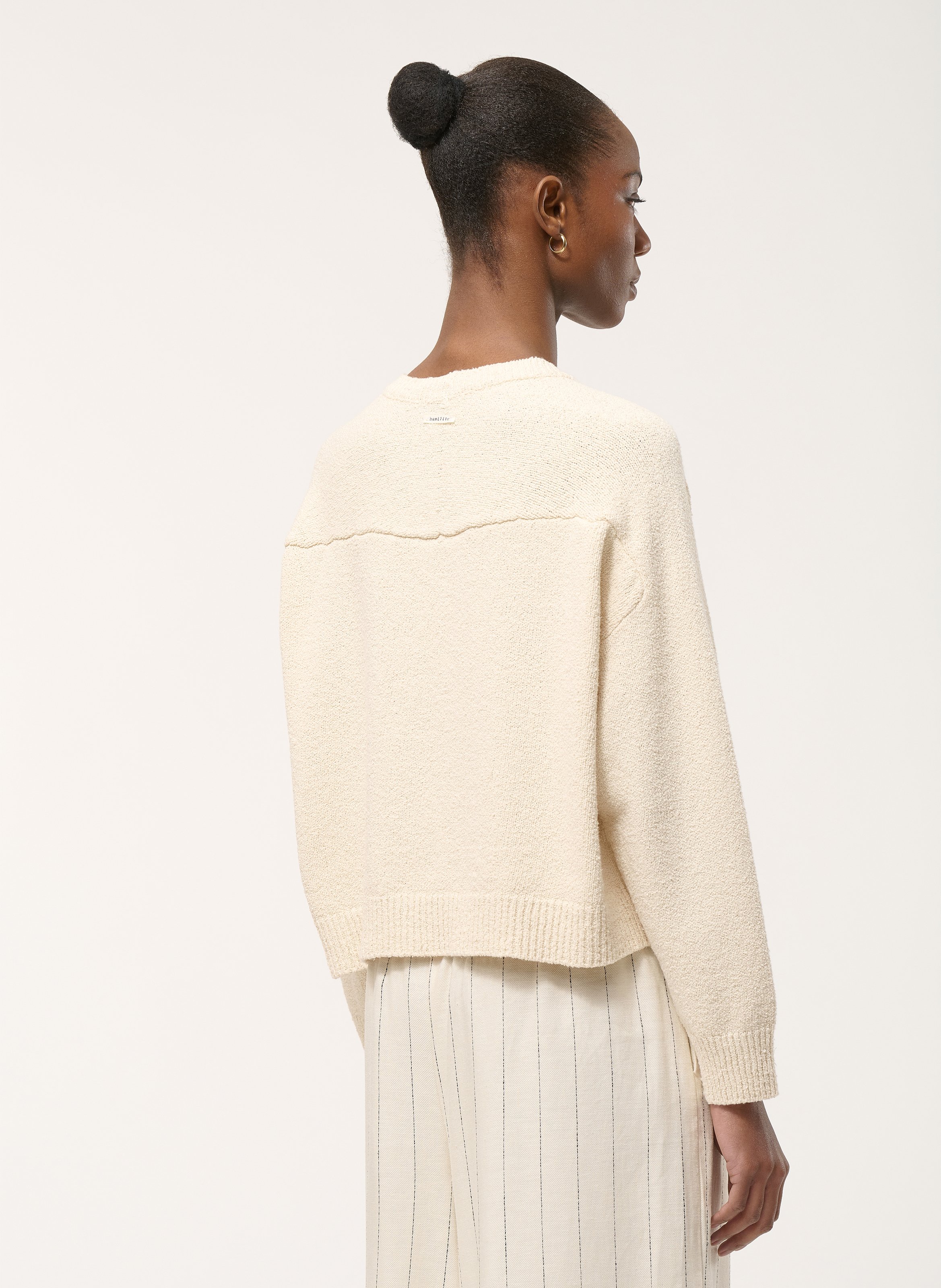 Pull oversize col rond en coton mélangé HUMILITY Beige