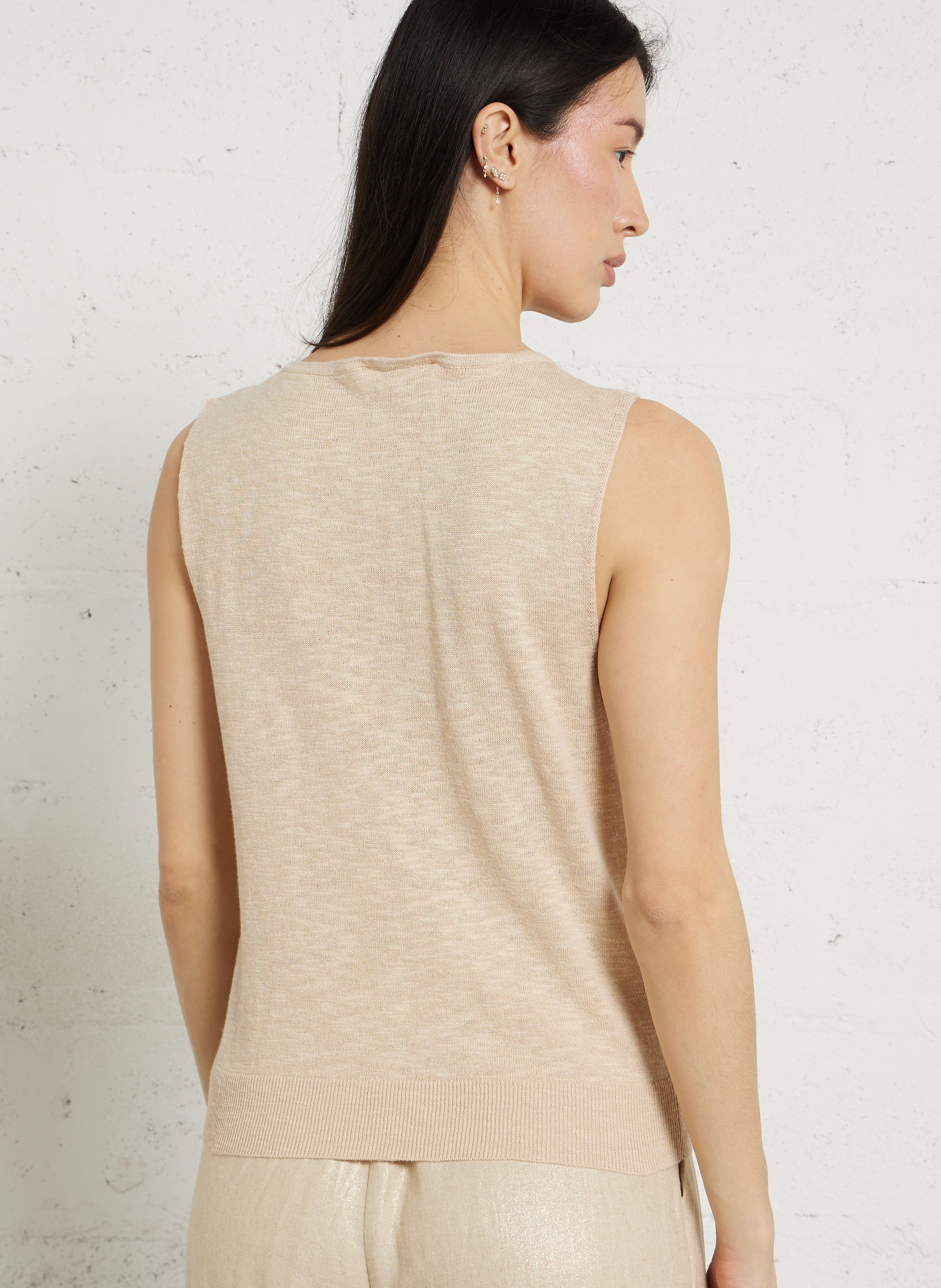 Débardeur en maille asymétrique LA PETITE ETOILE Beige